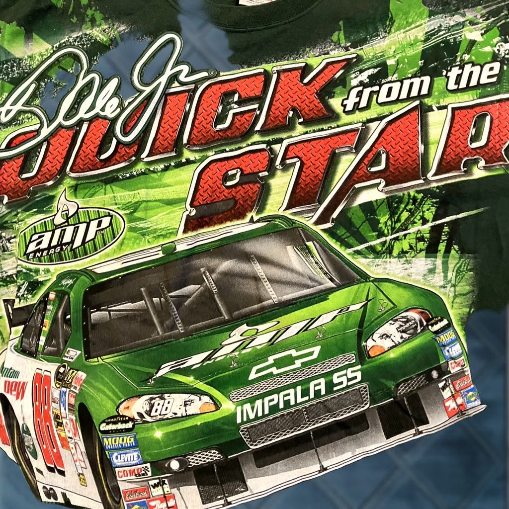 Chase Authentics VINTAGE Dale Earnhardt Jr Fast To The Finish All Over Print T Shirt XL Mens Green Cotton Crew Neck Short Sleeve Chase Authentics Logo Quotes Size US XL / EU 56 / 4 - 1 Thumbnail