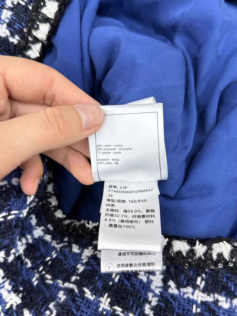 Chanel Chanel Blue and white plaid tweed dress Size XS / US 0-2 / IT 36-38 - 7 Thumbnail