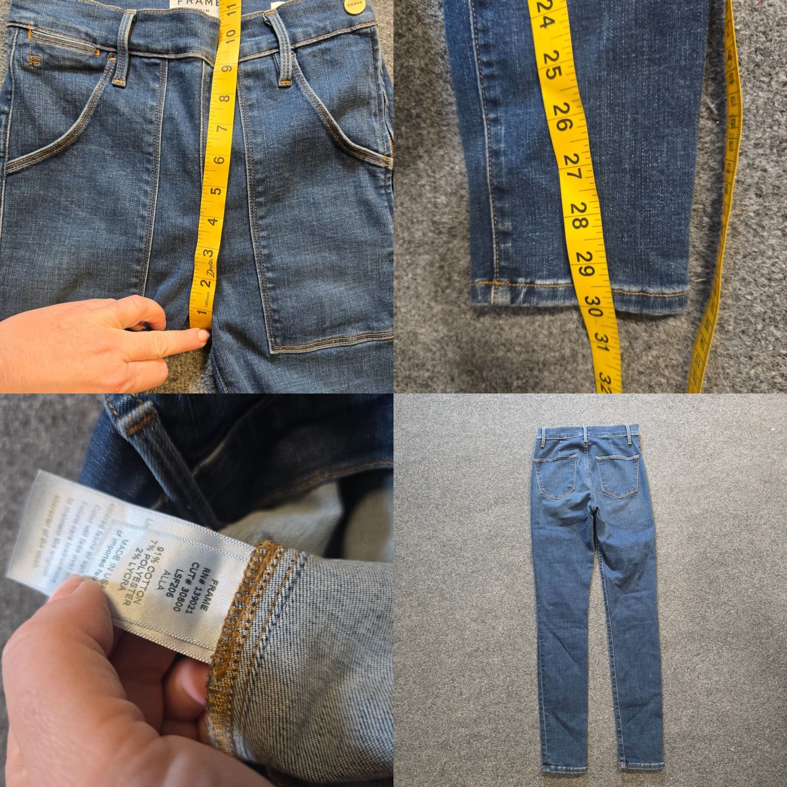 Frame FRAME Jeans Womens Size 25 Blue Le Skinny De Francoise High Rise Side Zip Casual Shirt? Size 42" / US 20 - 8 Thumbnail