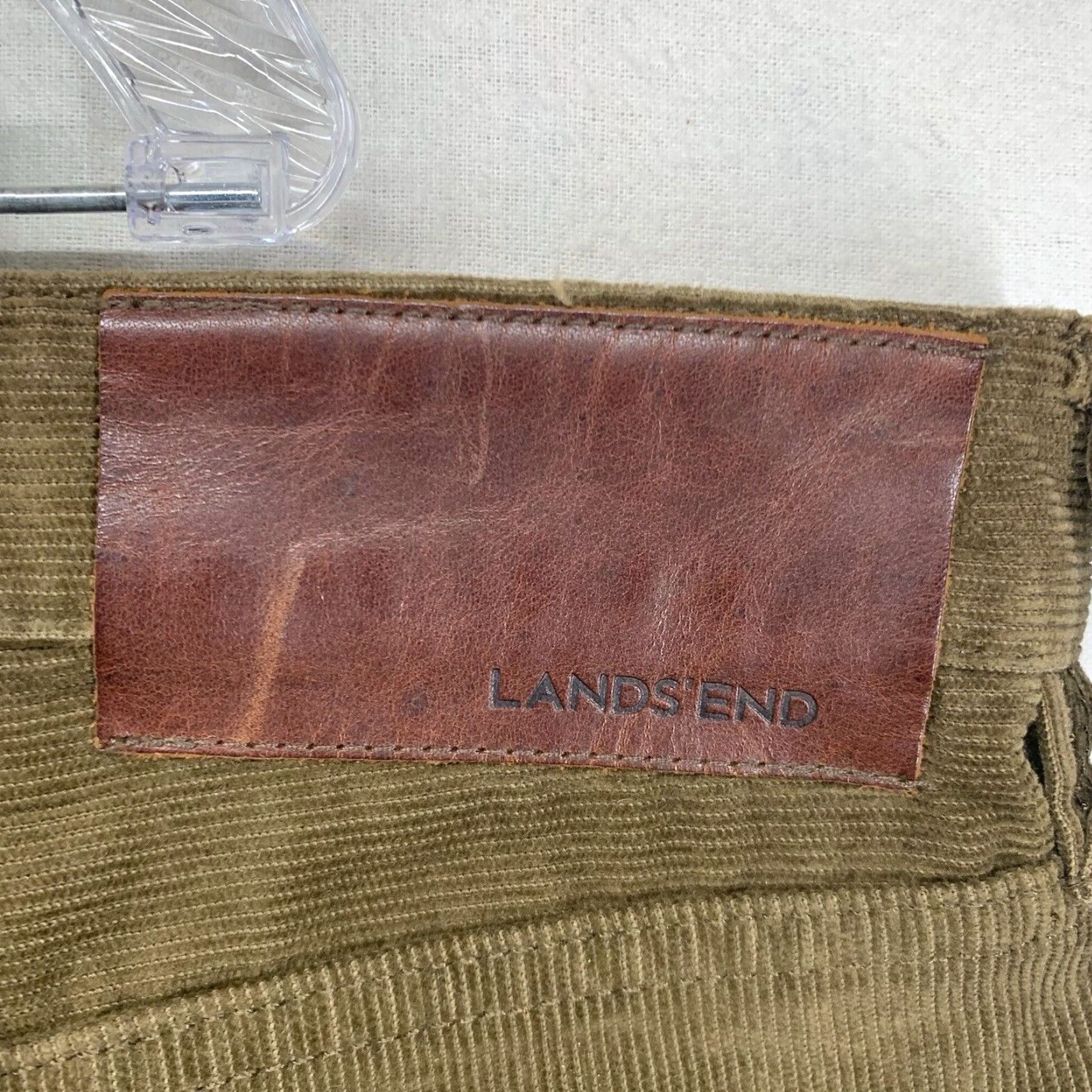 Lands' End Lands' End Men's Corduroy Pants 42x32 Straight Fit Brown Lightweight Casual Travel 5-Pocket Zipper Button Flat Front Dress Pants City 90s Preppy Mens Size US 42 / EU 58 - 3 Thumbnail