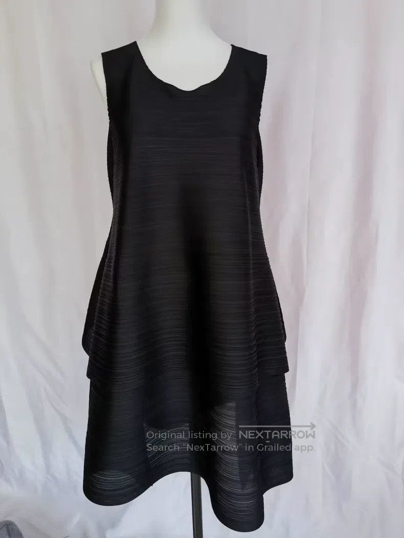 Issey Miyake Issey Miyake Black Double Horizontal Stripe Mini Dress Size L / US 10 / IT 46 - 8 Thumbnail
