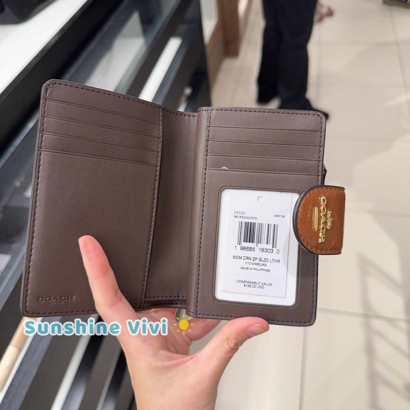 Coach NWT Coach Medium Corner Zip Wallet CEC33 Redwood leather Size ONE SIZE - 4 Thumbnail