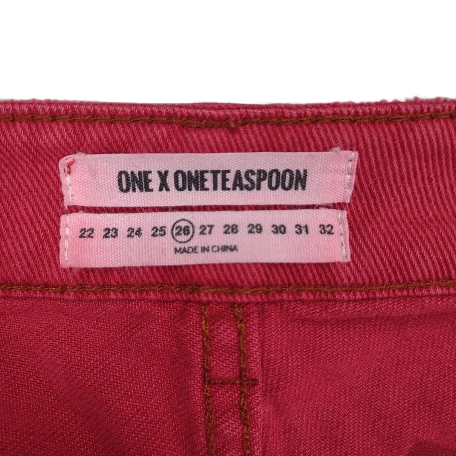 One Teaspoon One Teaspoon High Waist Awesome Baggies Red Distressed Jeans Size 28" / US 6 / IT 42 - 3 Thumbnail