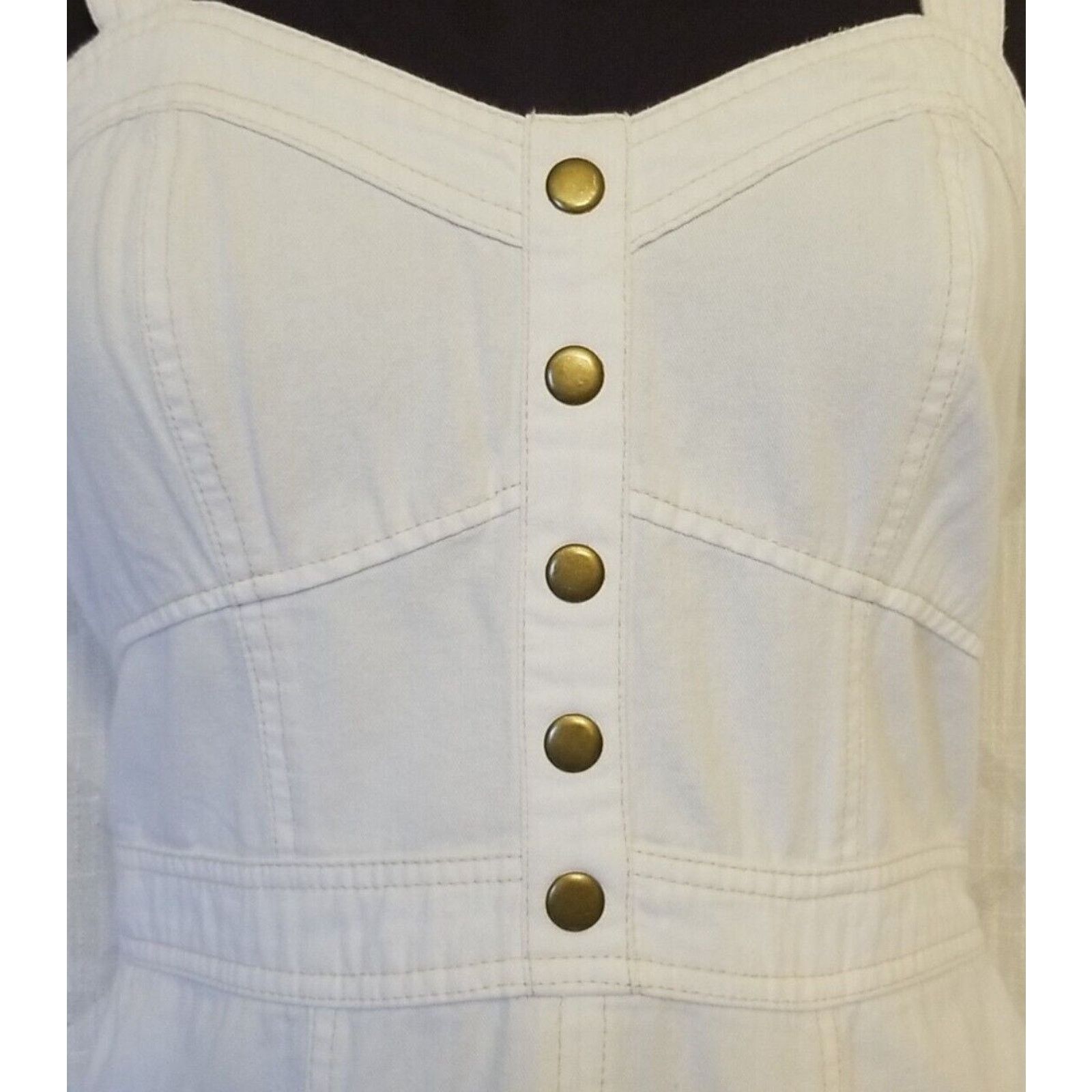 Other Japna White Denim Tan Stitch Sweetheart Neck Pocket Mini M Size M / US 6-8 / IT 42-44 - 5 Thumbnail