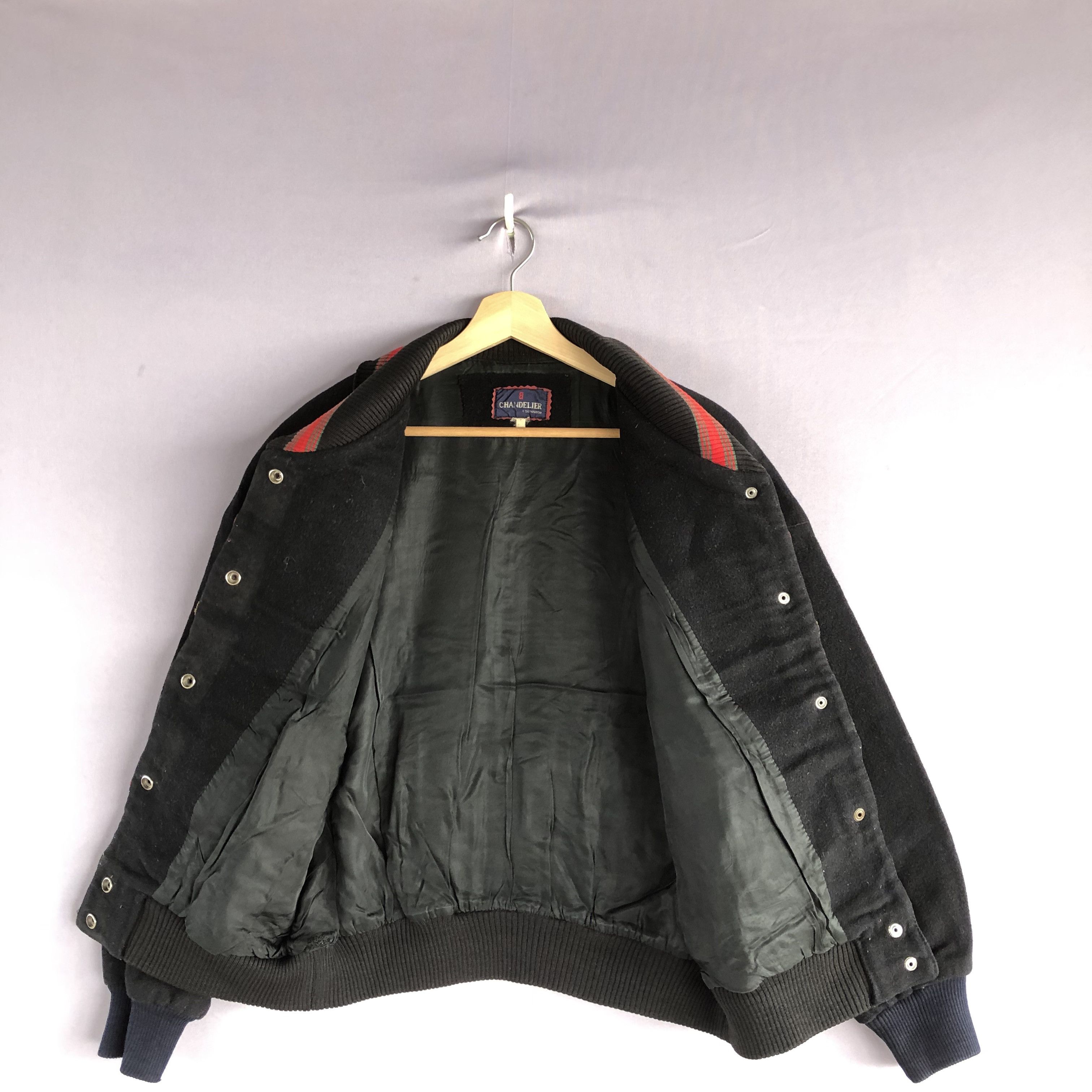 Vintage Vintage 90s Chandelier Tartan Leather Varsity Wool Jacket Size US M / EU 48-50 / 2 - 6 Thumbnail