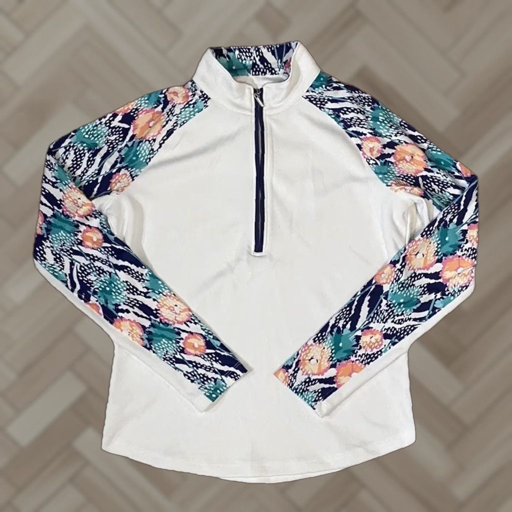 Vintage Pebble Beach Dry Luxe Performance Floral 1/4 Zip Long Sleeve Women's Small Shirt Size S / US 4 / IT 40 - 1 Thumbnail