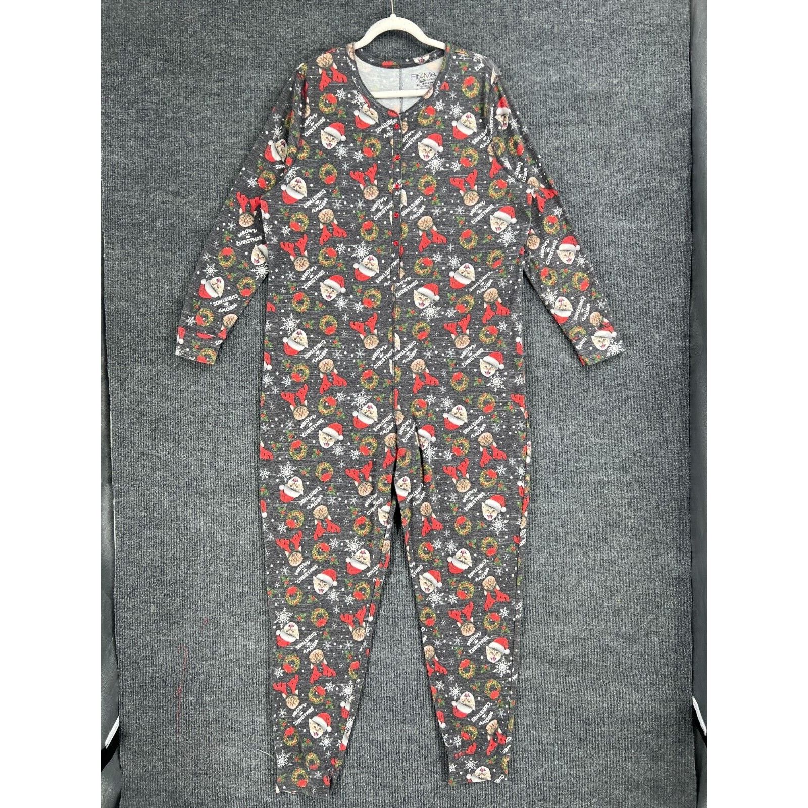 Fruit Of The Loom Fruit of the Loom Union Suit Christmas Cat Pajamas Womens 2X Size ONE SIZE - 1 Thumbnail