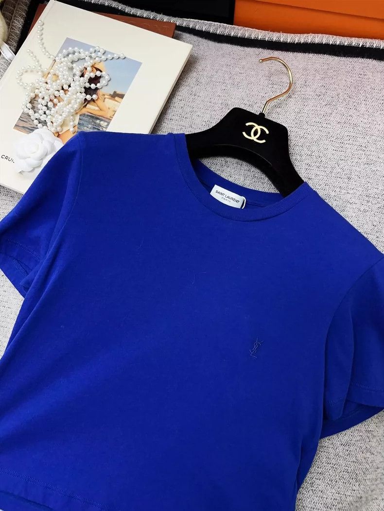 Saint Laurent Paris Saint Laurent Blue Logo T-2507 Size S / US 4 / IT 40 - 2 Thumbnail