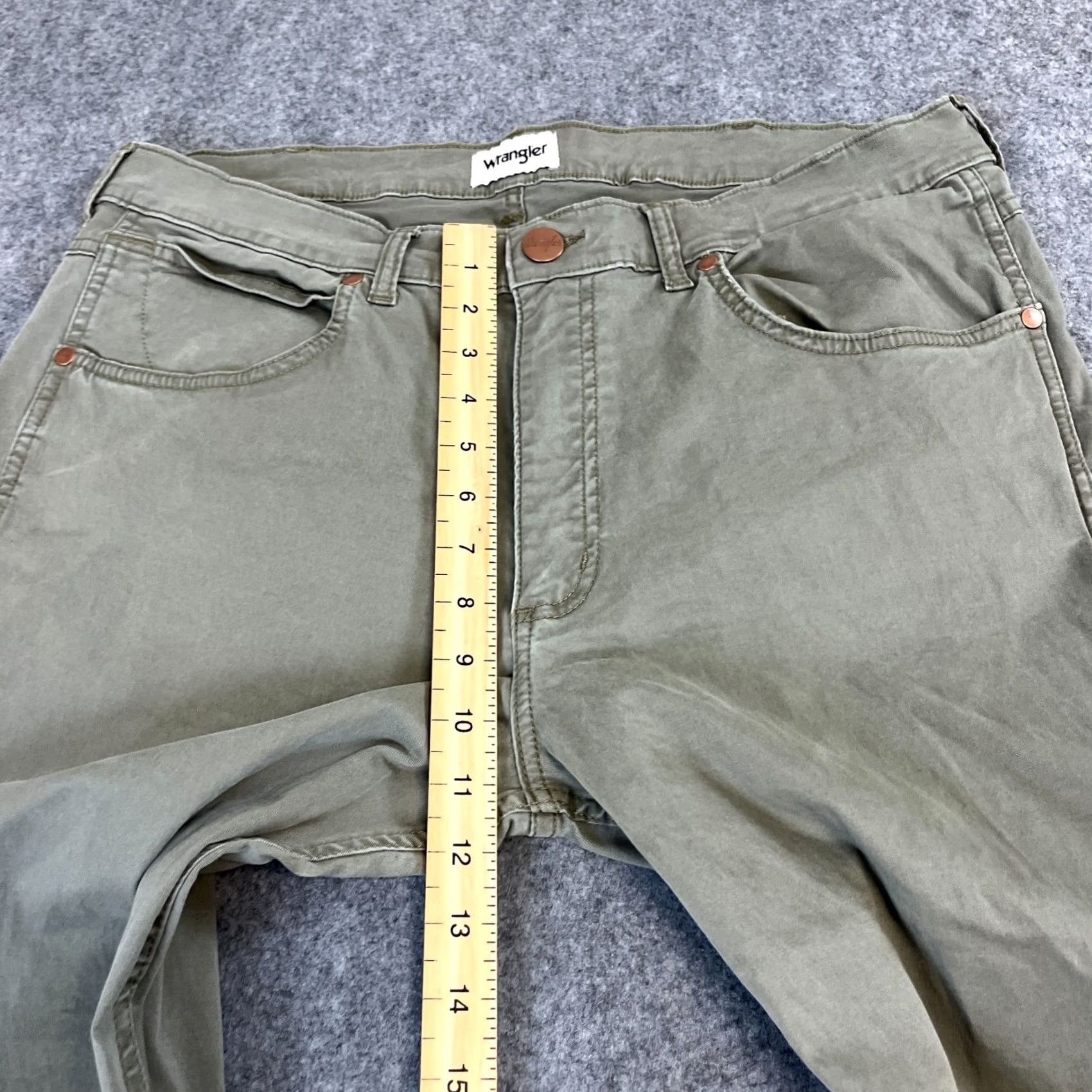 Wrangler Wrangler Jeans Tapered Mens 32 Regular Denim Khaki Green 5-Pocket Stretch Comfort Size US 32 / EU 48 - 5 Thumbnail