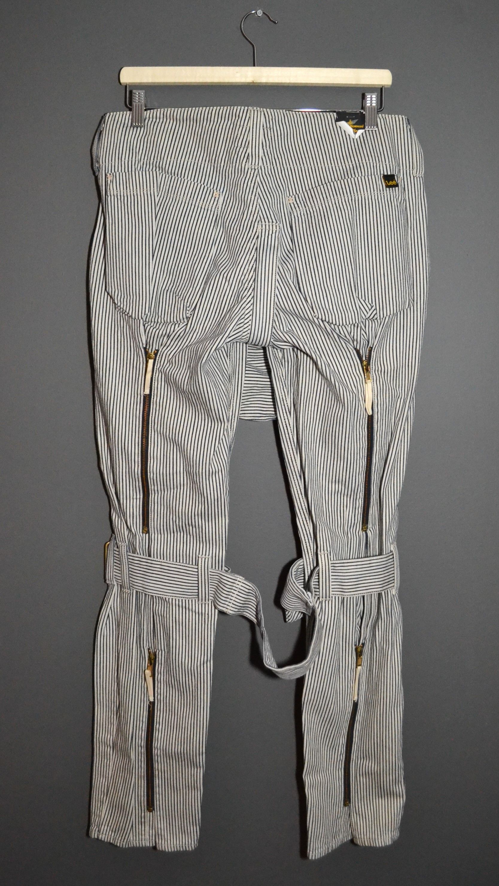 Lee × Vivienne Westwood Vivienne Westwood Bondage Jean Bag Striped Pants Lee 31 32 Size US 31 - 3 Thumbnail