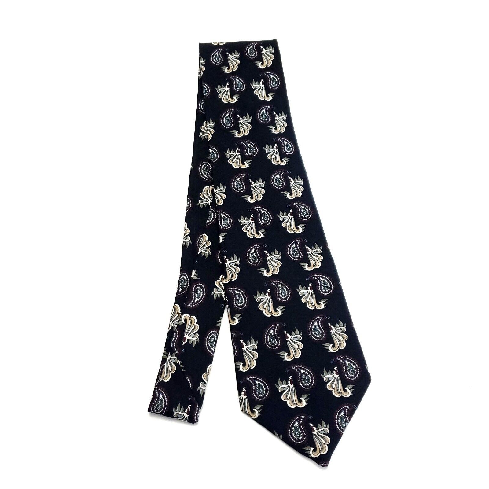 Designer Sheaf & Caber Black Silk Tie Woven Paisley Size ONE SIZE - 6 Thumbnail