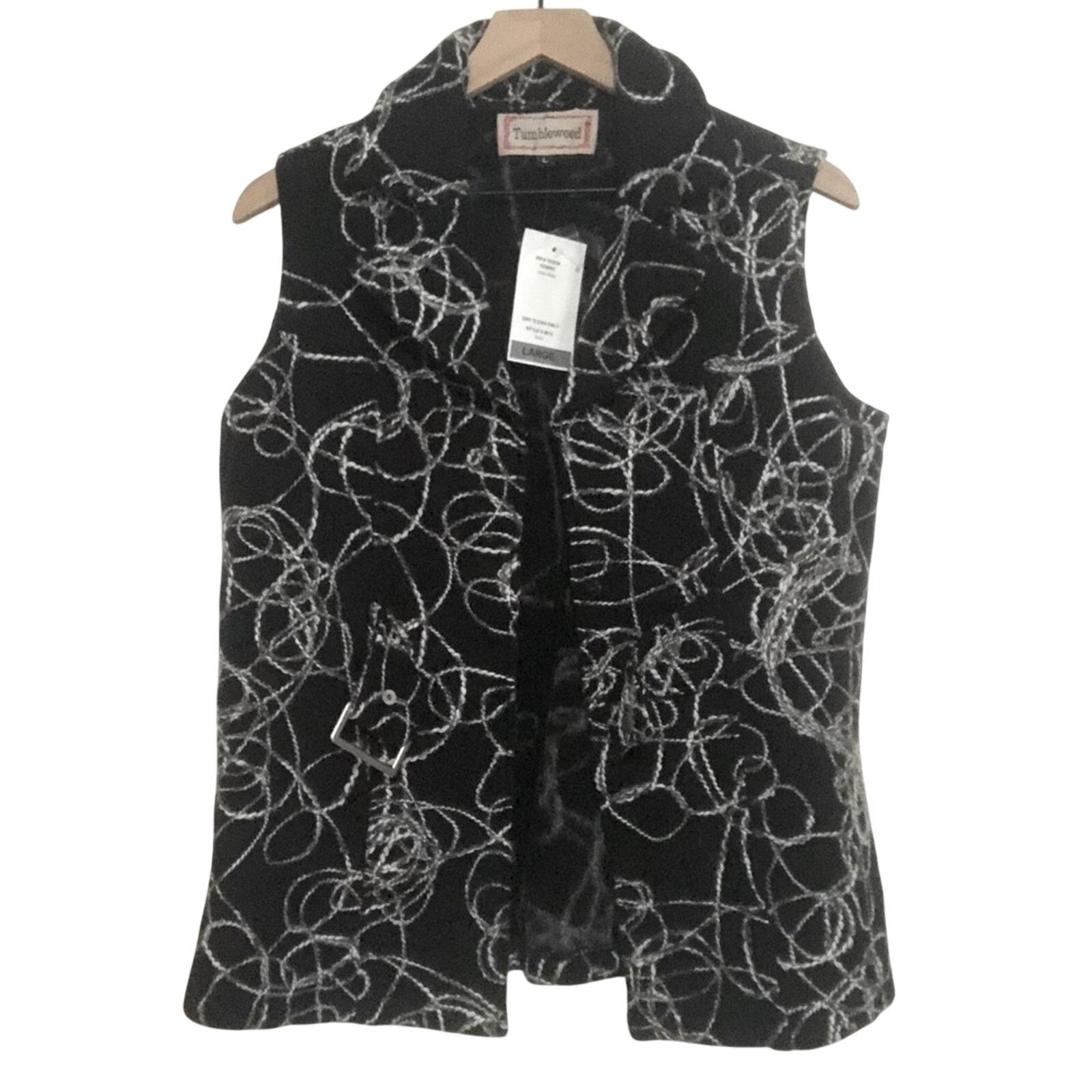 Other Tumbleweed Western Wool Soutache Black White Vest Jacket Size L / US 10 / IT 46 - 1 Thumbnail