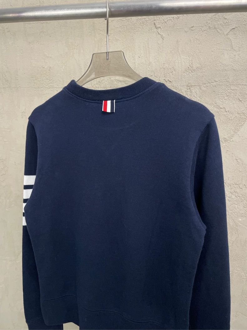 Thom Browne Thom browne Dark blue four-striped round-neck sweatshirt 25 Size US XS / EU 42 / 0 - 4 Thumbnail