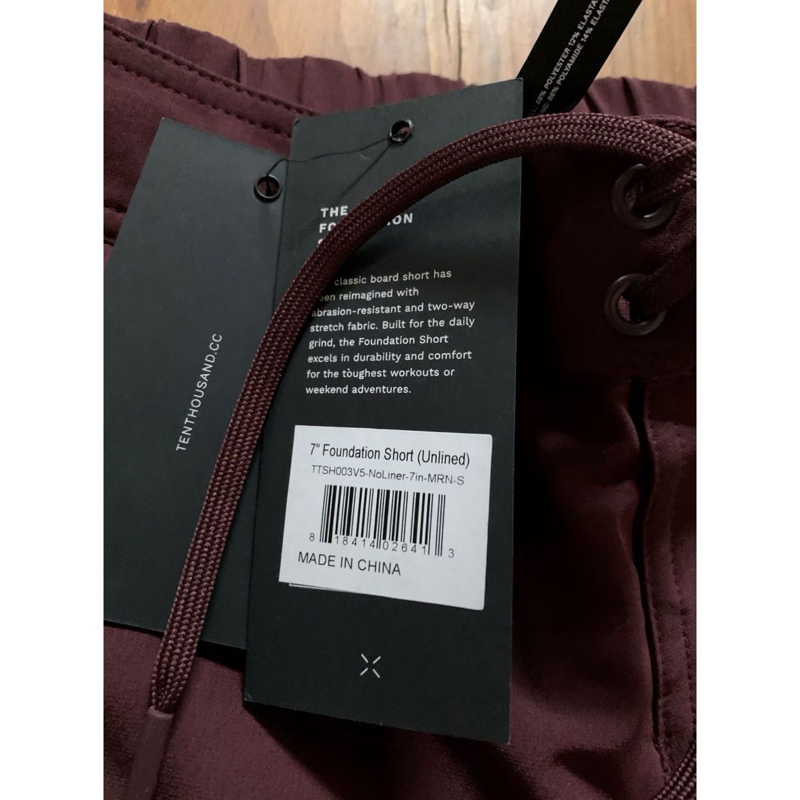 Ten Thousand Shorts Mens Small Maroon 7 In Foundation Noliner Active Workout in Red, Men's (Size 29) — image 2 of 5