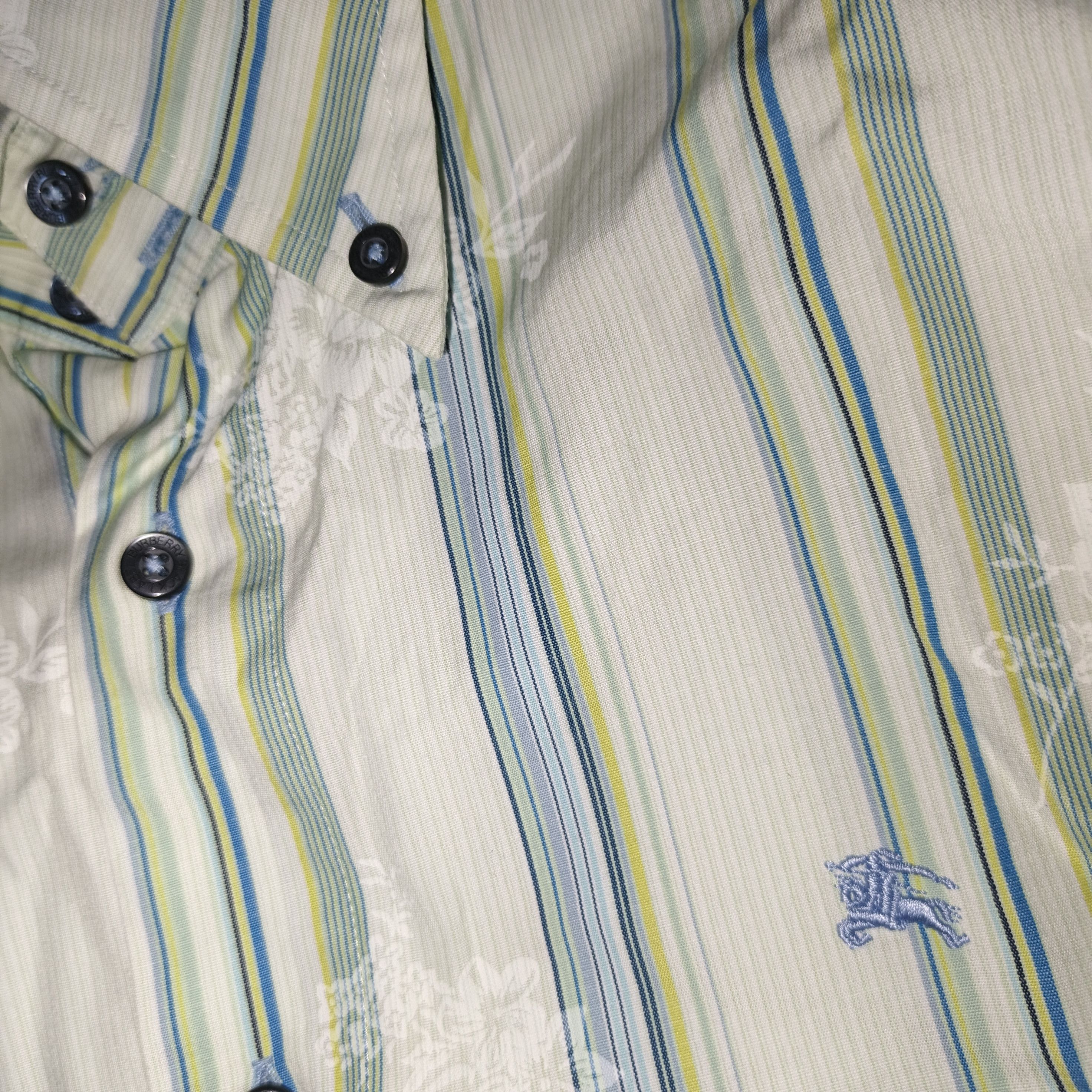 Burberry BURBERRY BLACK LABEL Striped Monogram Floral Button Down Size US L / EU 52-54 / 3 - 9 Thumbnail