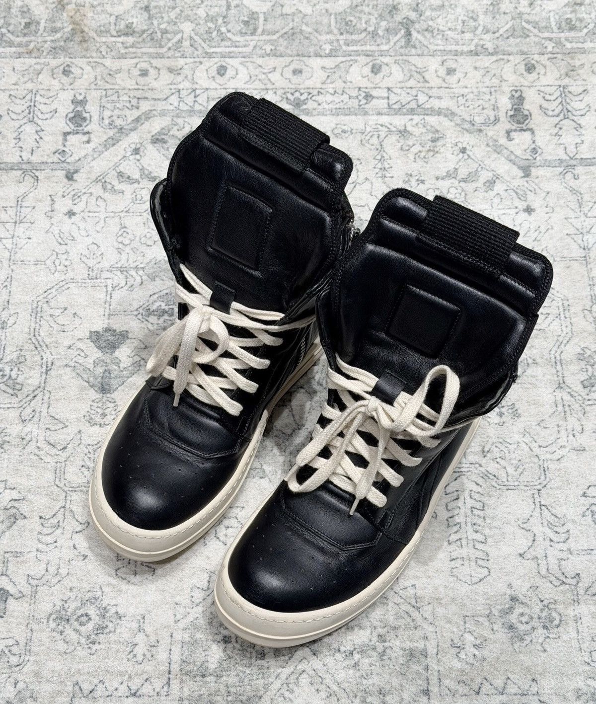 Rick Owens Rick Owens Geobasket black and white high-top glossy cowhide Size US 6.5 / IT 36.5 - 2 Thumbnail