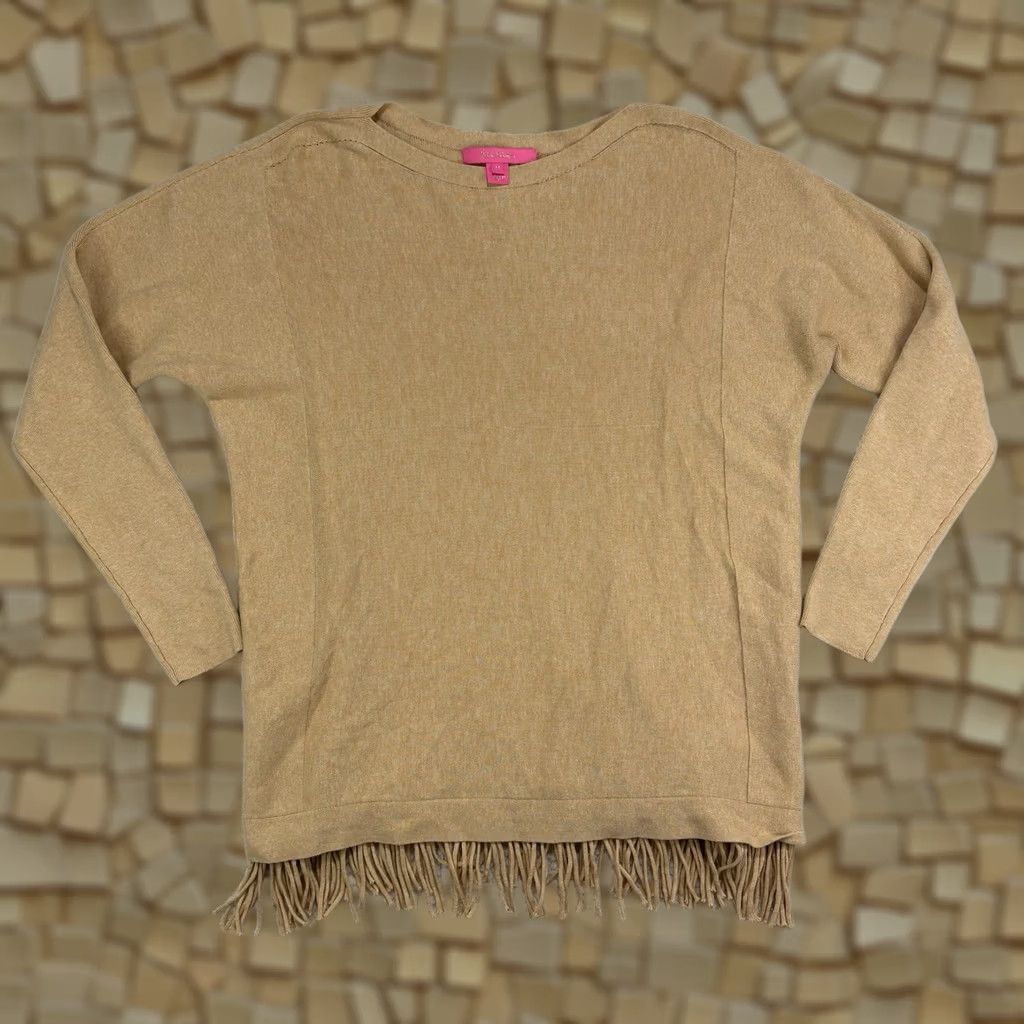 Lilly Pulitzer Lilly Pulitzer Womens Medium Sweater Camel Tan Fringe Hem Knit Glenda Ramona Size M / US 6-8 / IT 42-44 - 1 Thumbnail