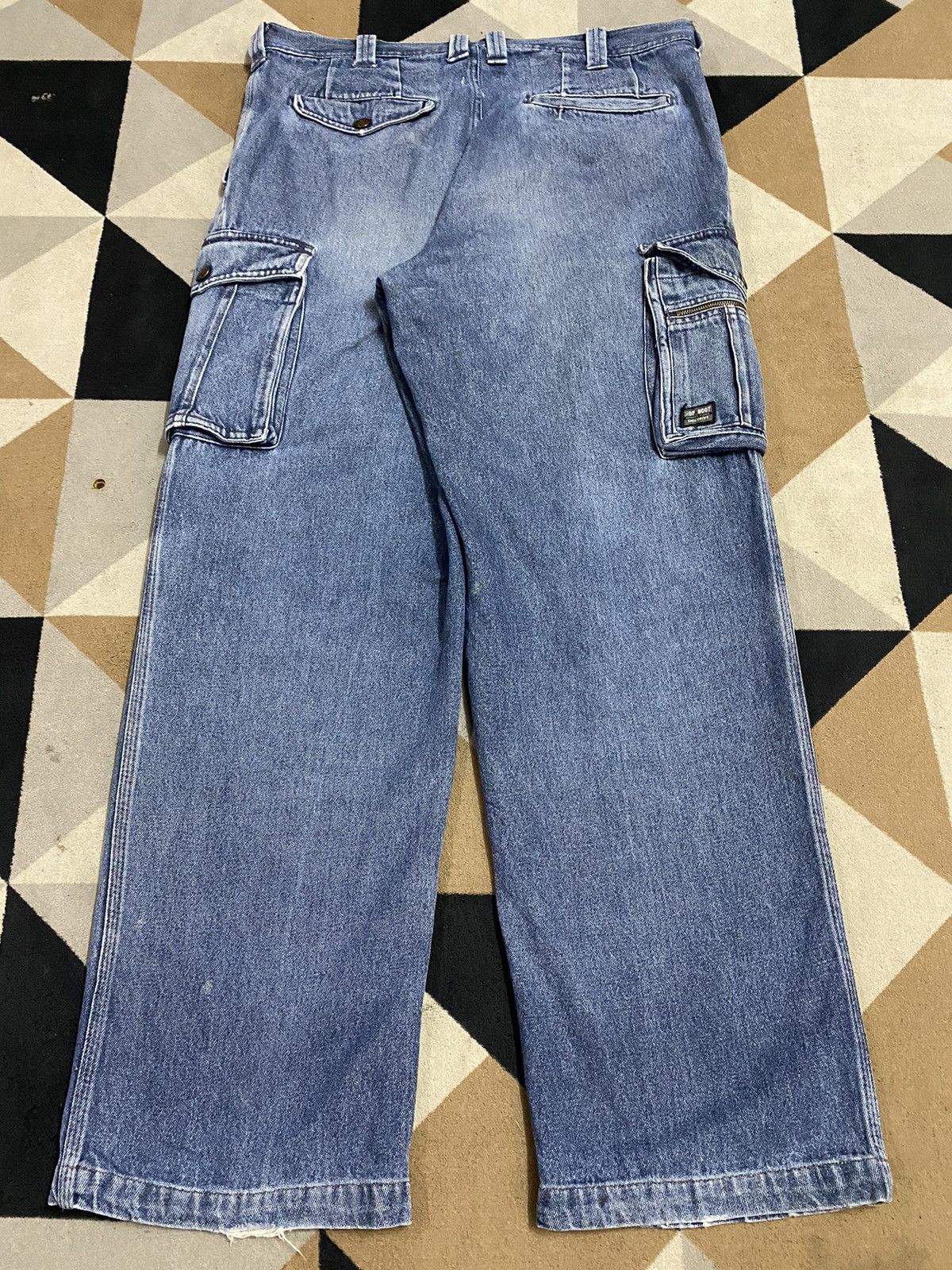 Hope Vintage Avant Garde Faded Wash Cargo Jeans Size US 34 / EU 50 - 2 Thumbnail