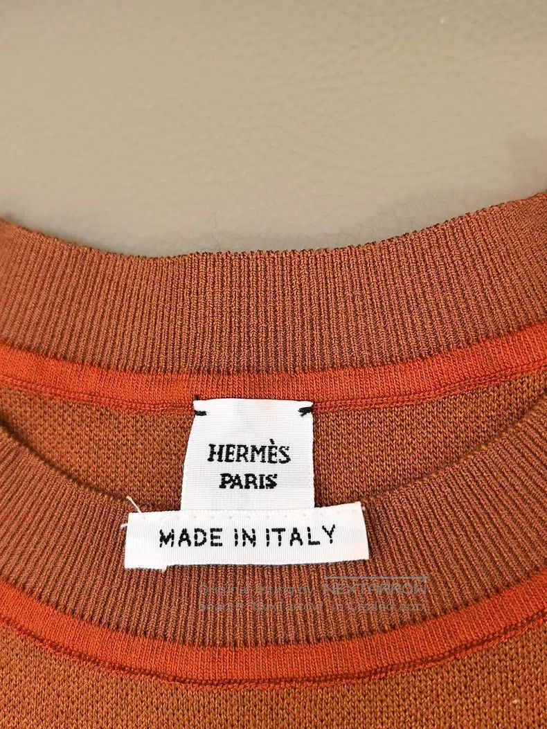 Hermes Hermes Orange Short-Sleeve Knit Top Size XS / US 0-2 / IT 36-38 - 3 Thumbnail