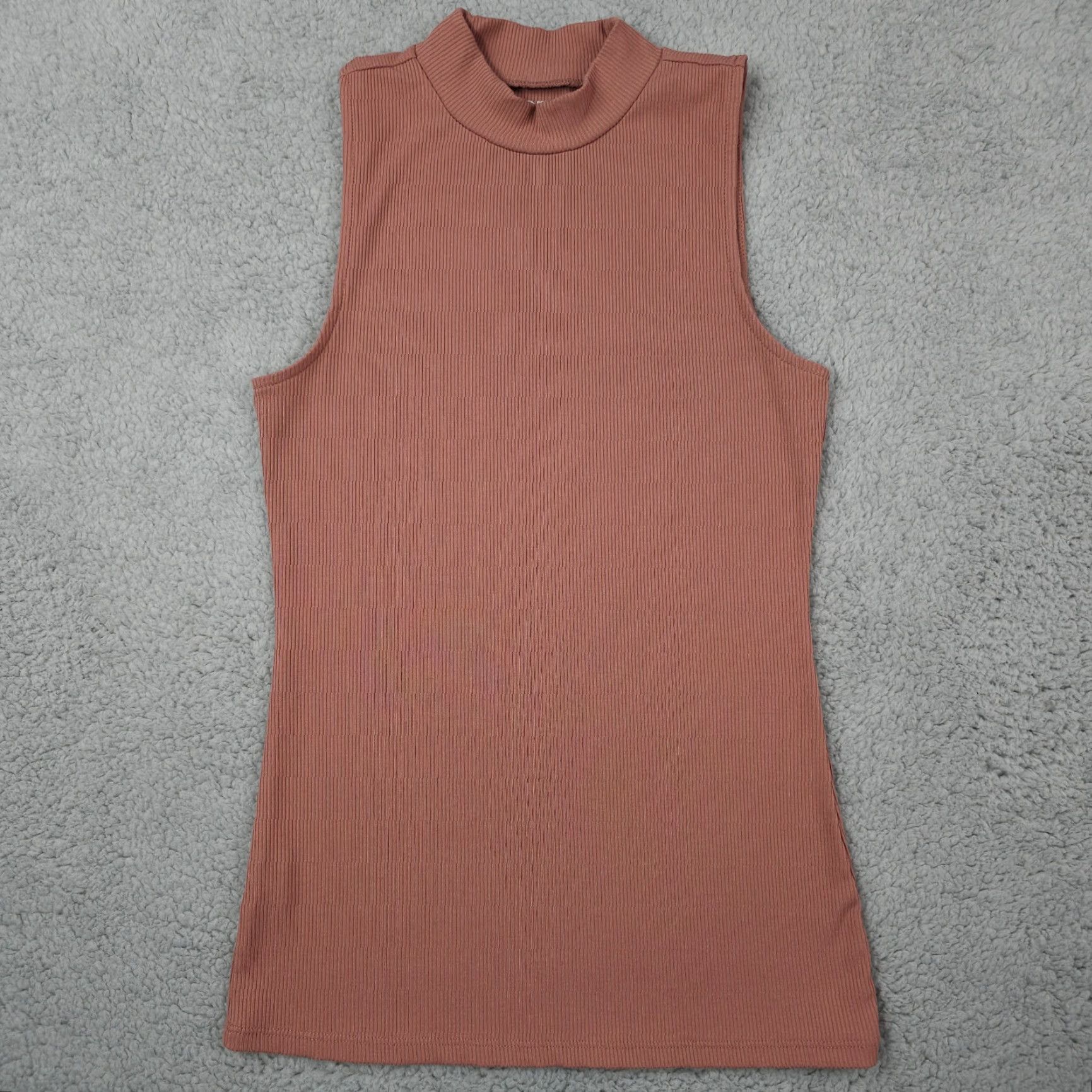 Loft LOFT Top Womens XS Pink Mock Neck Ribbed Sleeveless Tank Casual Ann Taylor Size XS / US 0-2 / IT 36-38 - 2 Thumbnail