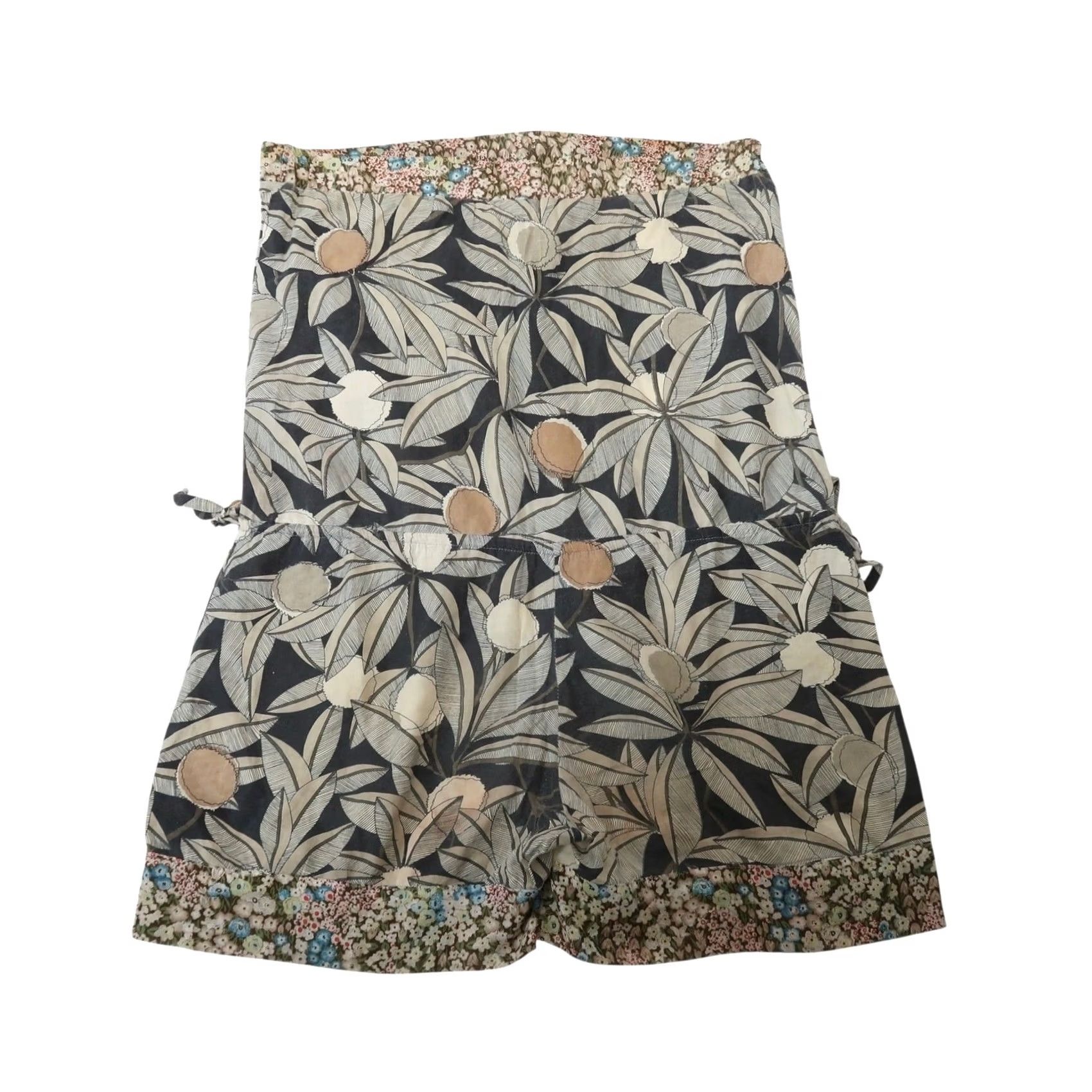Sugar VINTAGE Sugar Lips Romper S Cream Grey Floral Leaf Strapless 2000s Womens Size 28" / US 6 / IT 42 - 3 Thumbnail