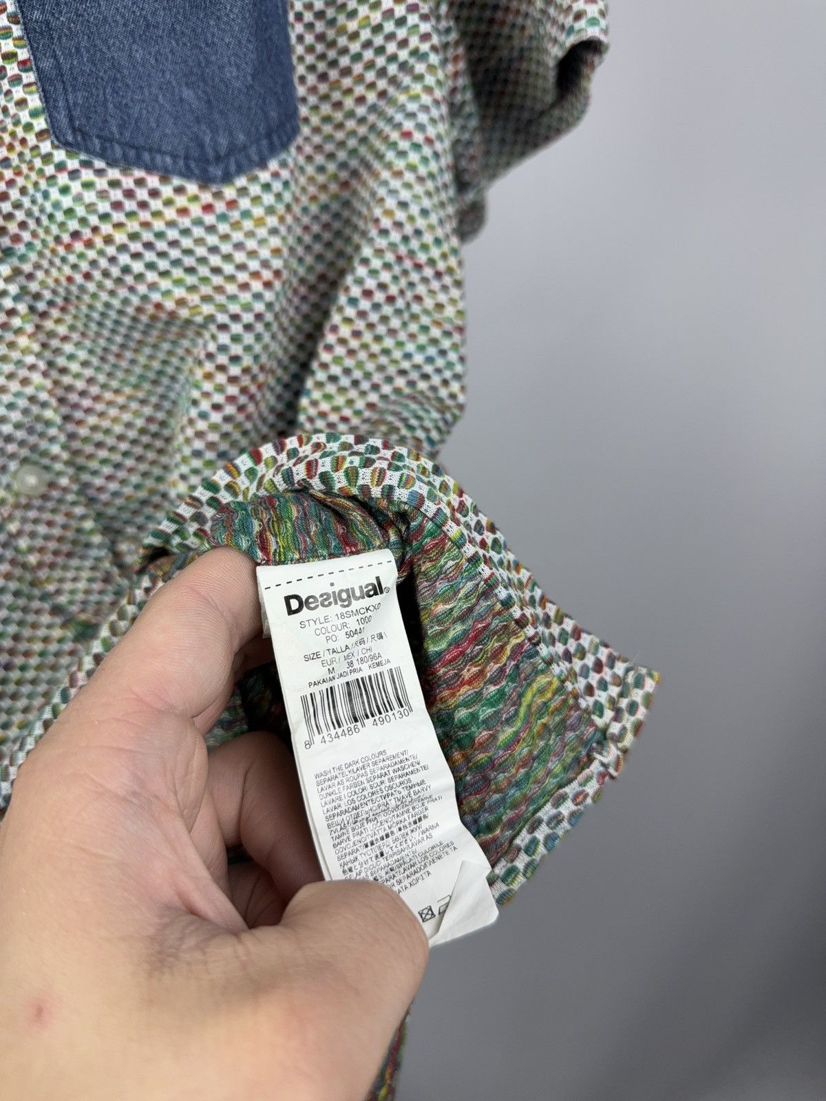 Desigual Retro 00s Desigual Mosaic Pattern Shirt With Denim Pocket M Size US M / EU 48-50 / 2 - 4 Thumbnail