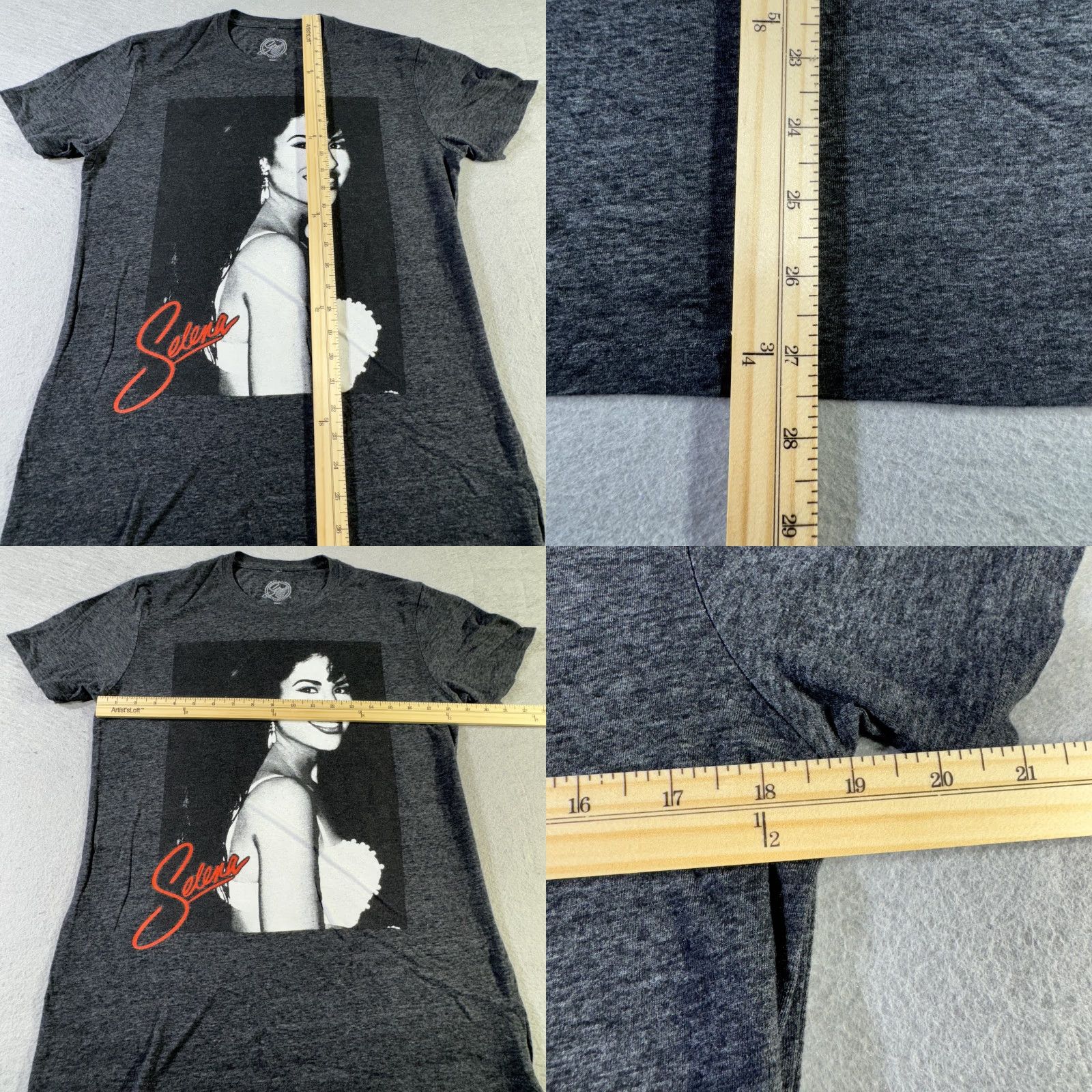 Vintage Selena Shirt Mens Medium Gray Black Graphic Tee Latin Music Queen Portrait Signature Size US M / EU 48-50 / 2 - 8 Thumbnail
