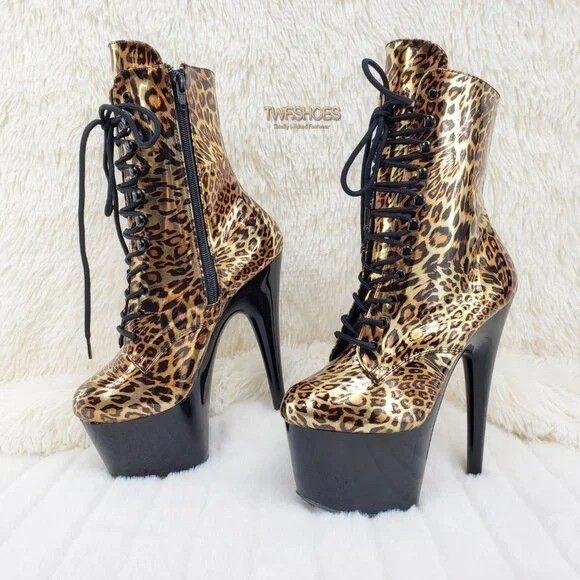 Other NEW Adore Gold Leopard 1020 Platform Heel Ankle Boots Pole D Size US 12 / IT 42 - 1 Thumbnail