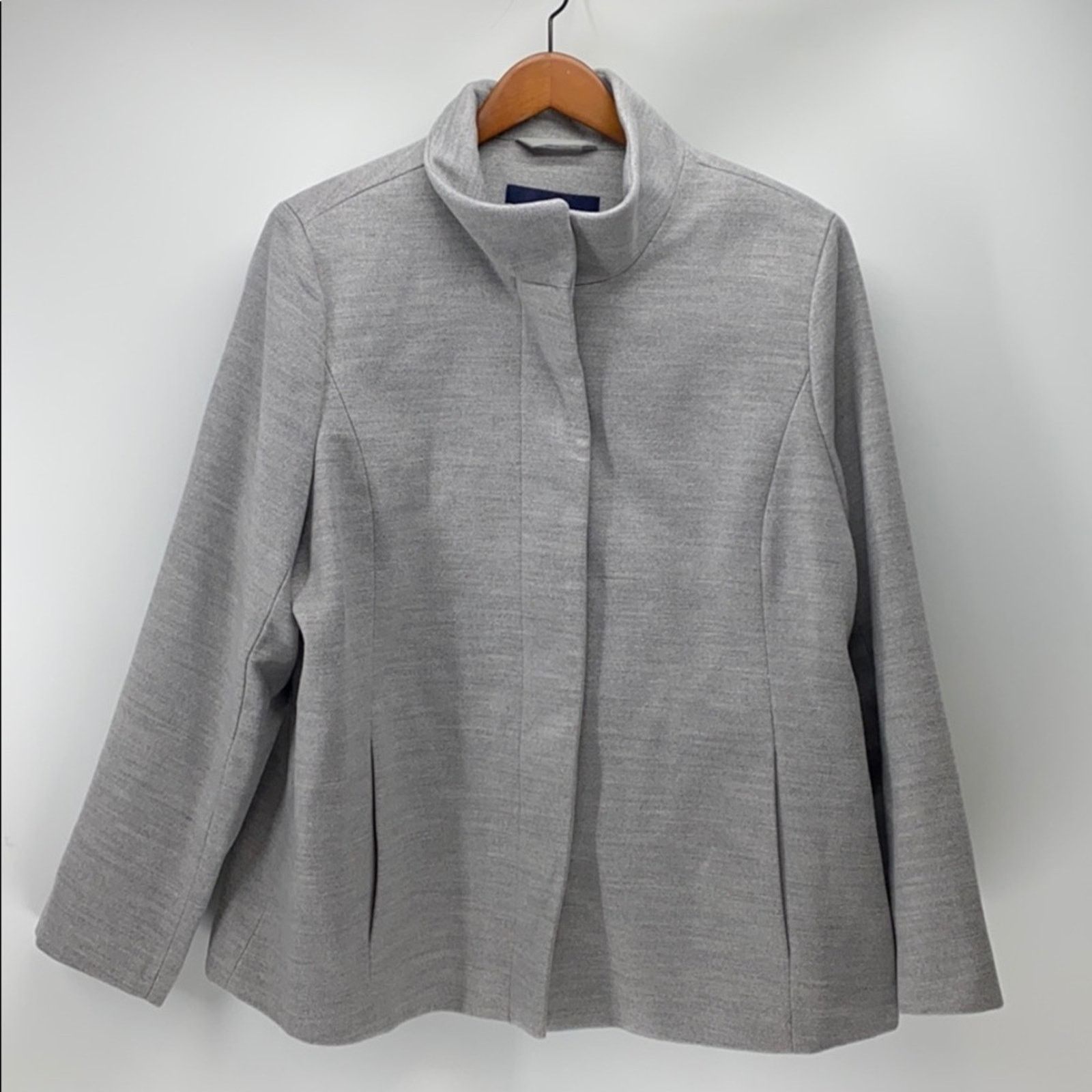 Lands' End Land’s End standard collard grey jacket minimalist size 18 Size XXL / US 16-18 / IT 52-54 - 1 Thumbnail