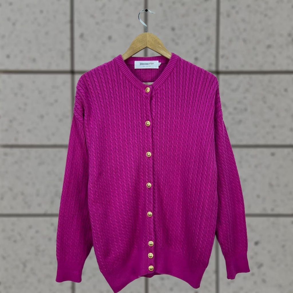 Johnstons Of Elgin Johnstons of Elgin Cotton Knit Sweater Cardigan Womens Size L Size L / US 10 / IT 46 - 1 Thumbnail