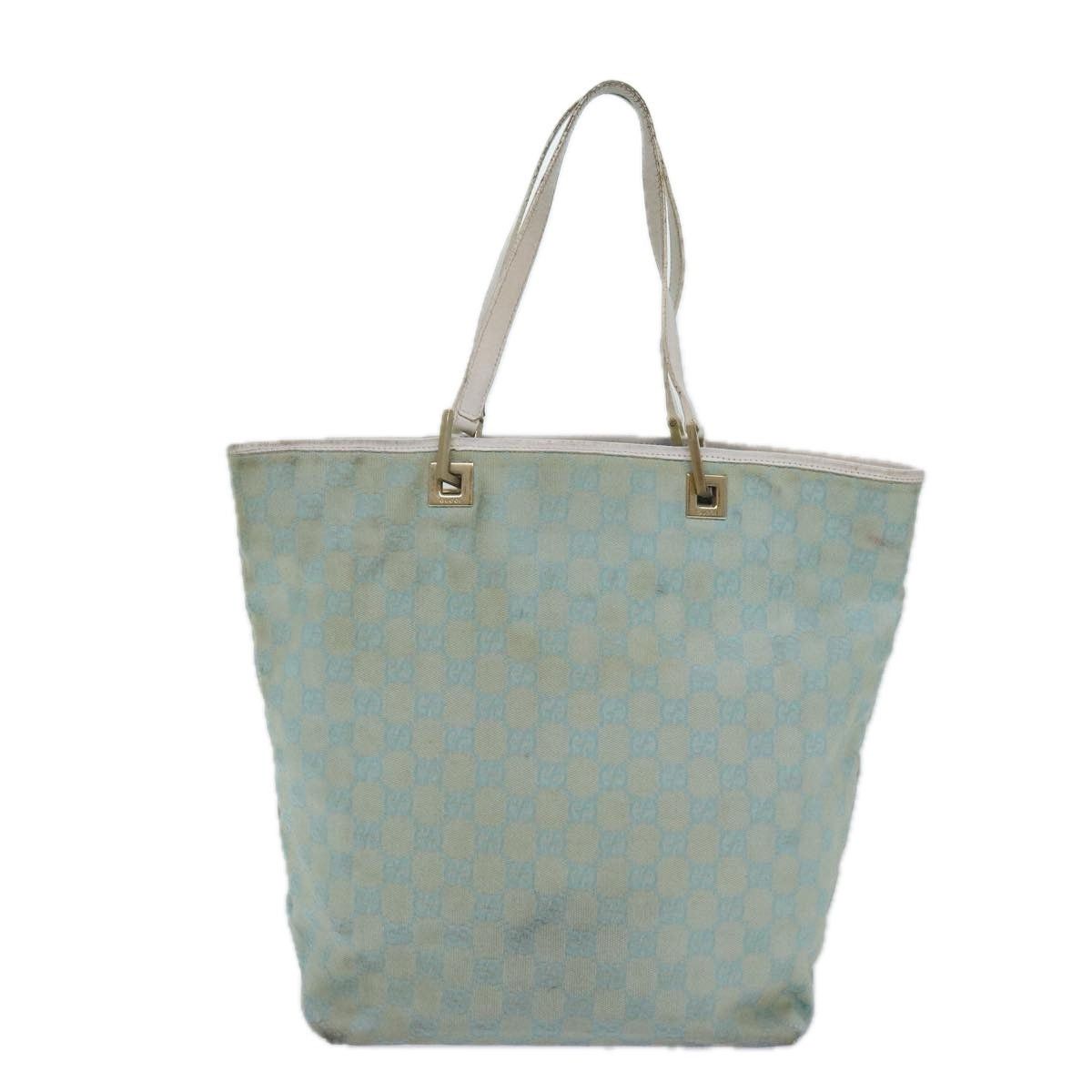 Gucci GUCCI GG Canvas Tote Bag Light Blue White Gold 002 002 Size ONE SIZE - 3 Thumbnail