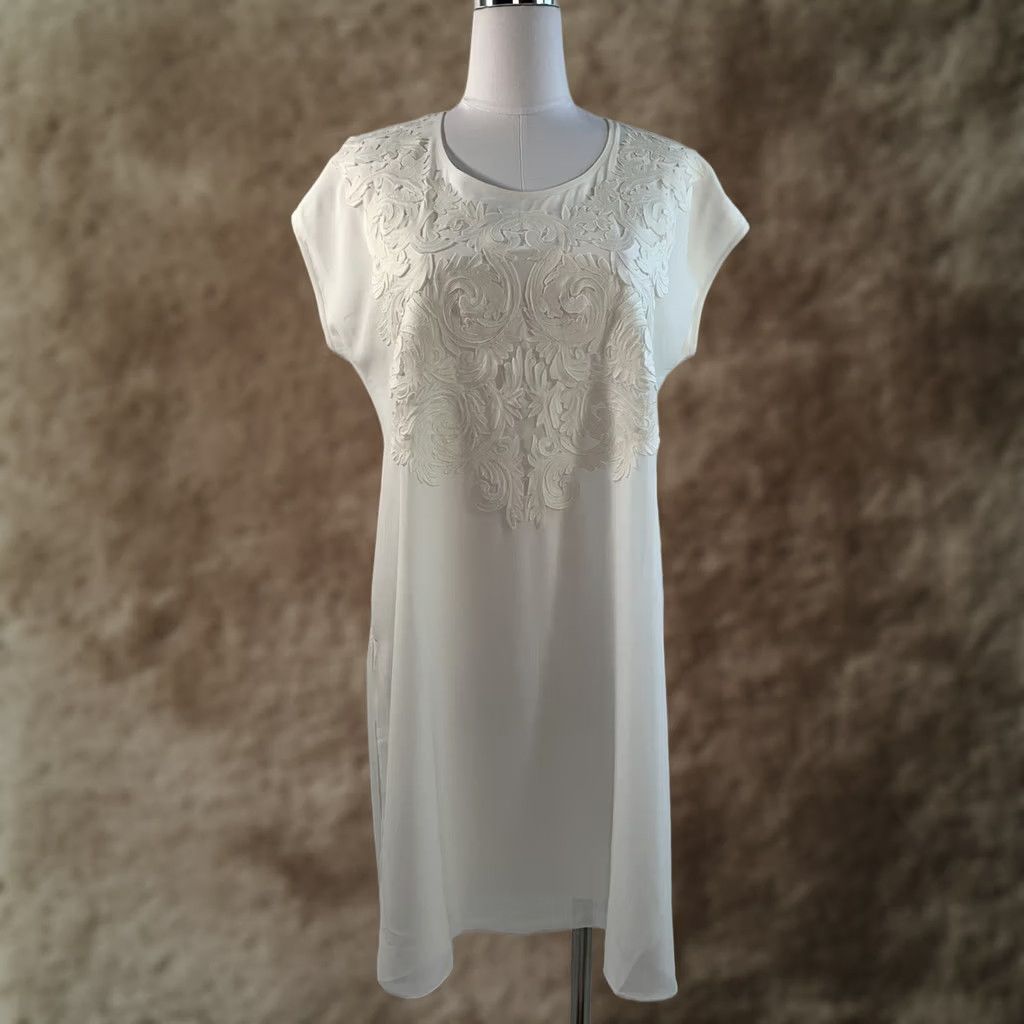 Soft Surroundings Soft Surroundings Kurti Shirt Womens Medium Ivory Sheer Short Sleeve Tunic Dress Long Solid 2020-2029 Fashionable Womens Size M / US 6-8 / IT 42-44 - 1 Thumbnail