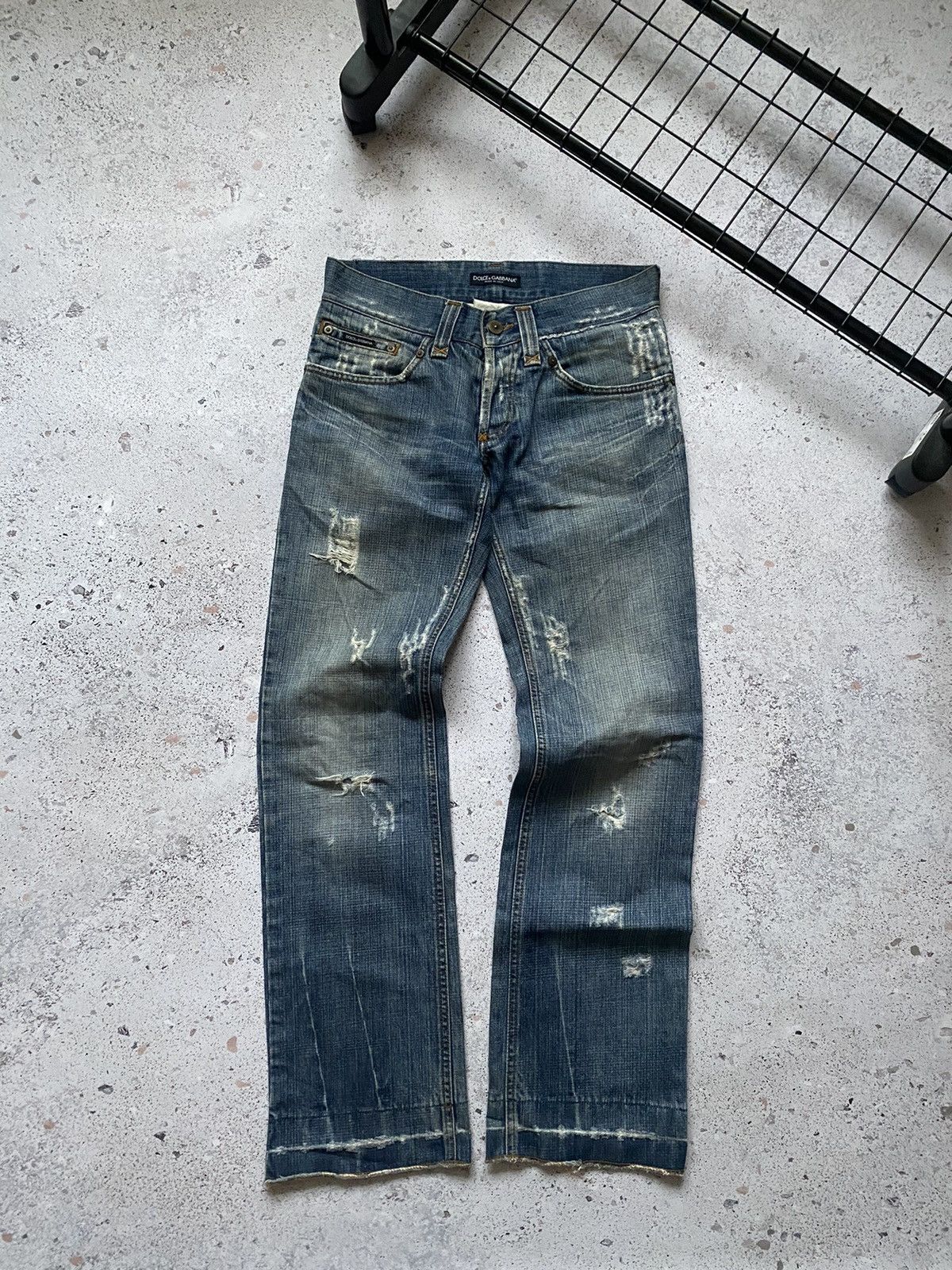 Y2K Dolce Gabbana D&G Blue Jeans With Big Back Logo | 2000s