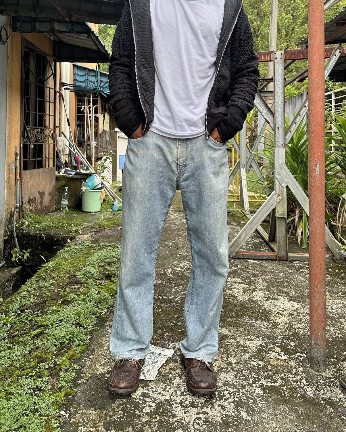 Edwin 👹Vintage Edwin 408 Soft-Flex THRASHED Baggy Jeans Size US 33 - 4 Thumbnail
