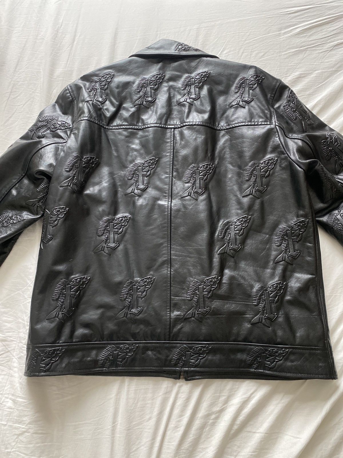 Other Fishing for Scale by Kobe Fisher - Logo Leather Jacket Size US L / EU 52-54 / 3 - 9 Thumbnail