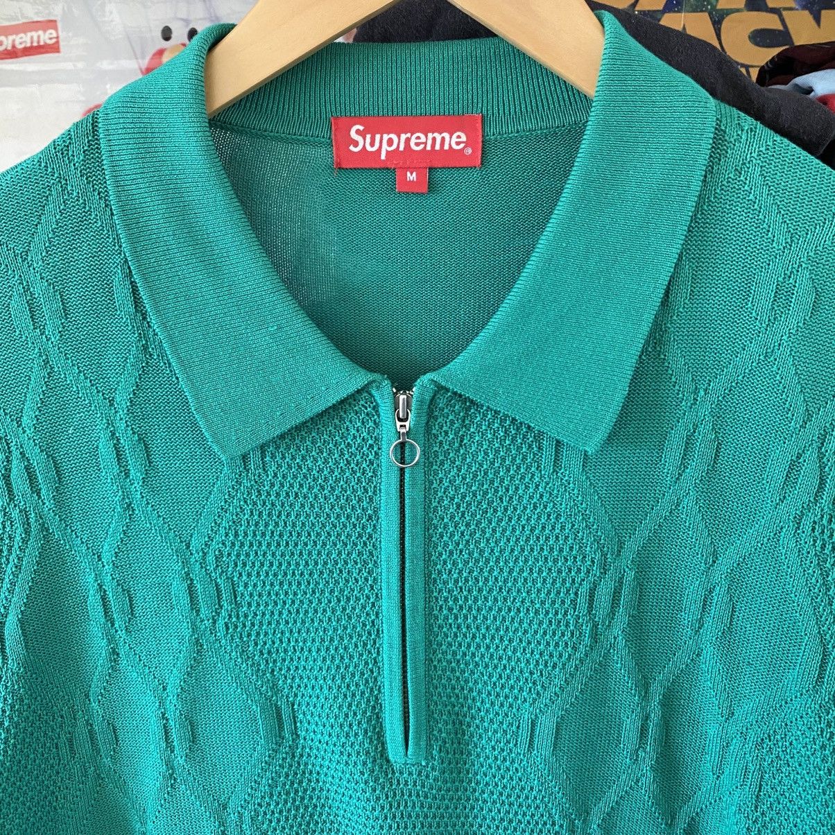 Supreme Supreme Cable Stripe Knit Long Sleeve Polo Shirt Green 2016 Size US M / EU 48-50 / 2 - 3 Thumbnail