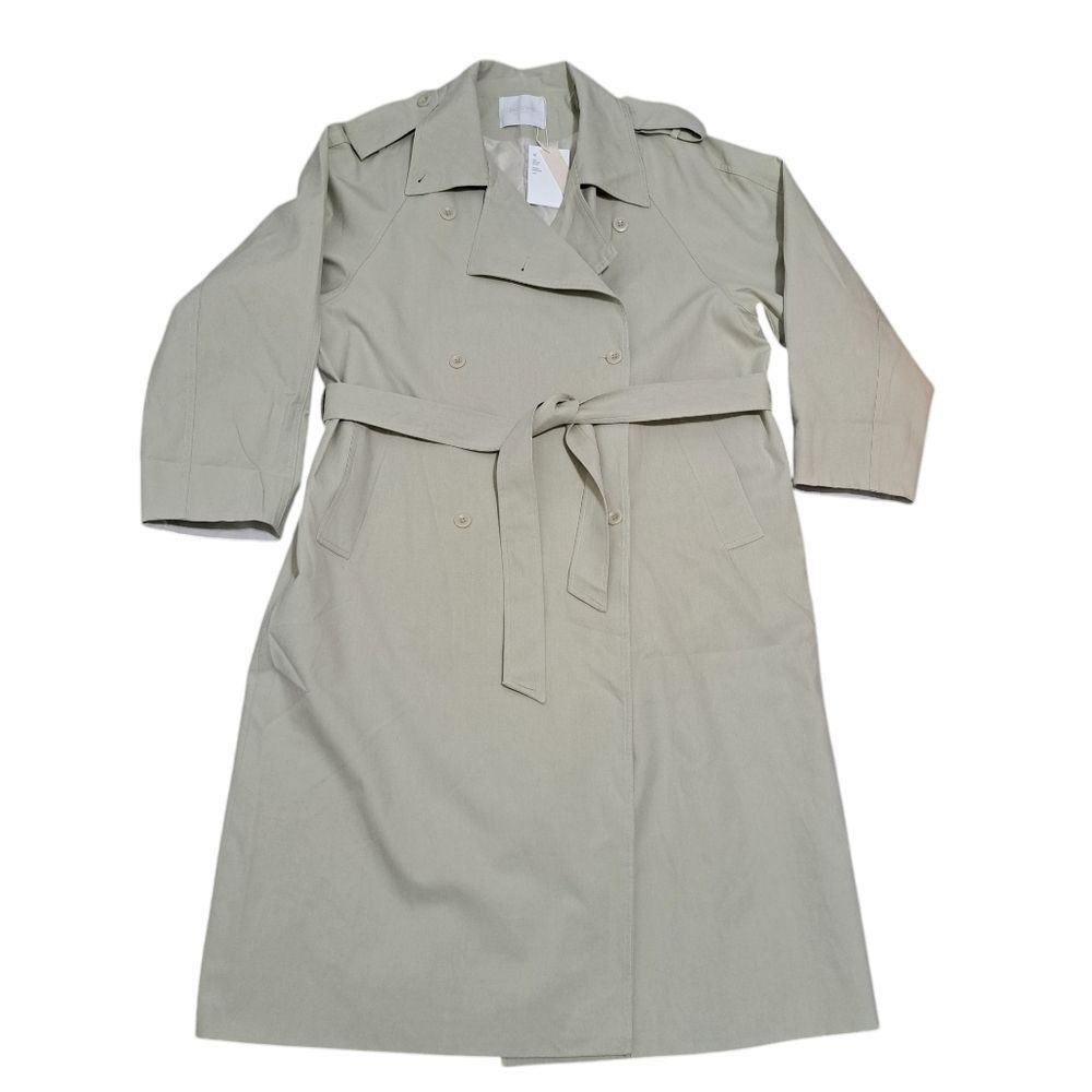Other Zhou Mo Oversized Trench Coat Tencel Belted No Size Tag Medium Light Olive NWT Size M / US 6-8 / IT 42-44 - 2 Thumbnail
