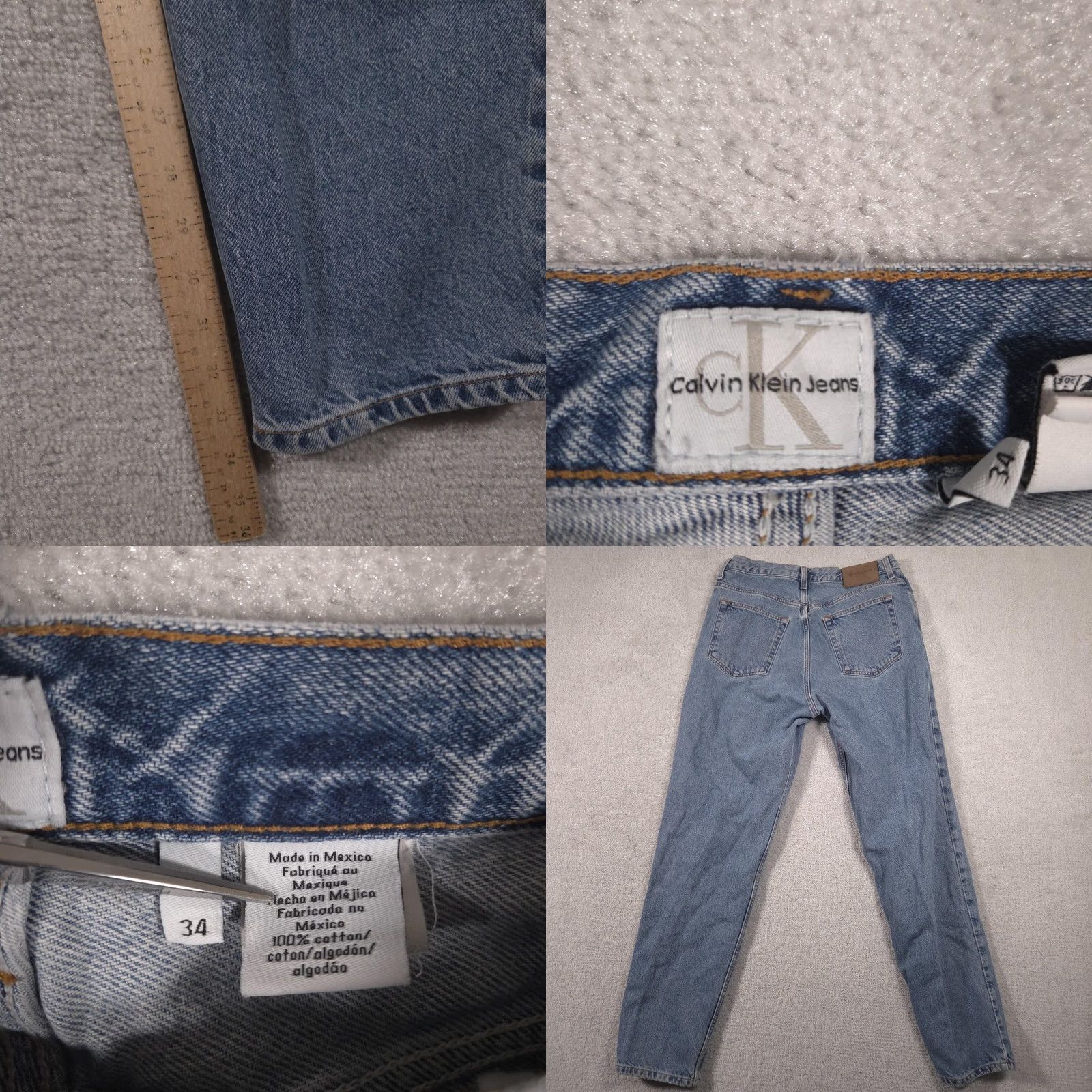 Vintage Calvin Klein Jeans Mens 34x34 Blue Medium Wash Straight Denim Pants Shirt? Size US 34 / EU 50 - 8 Thumbnail