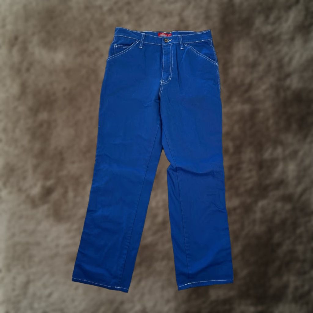 Dickies Dickies Carpenter Pants Women's 5/27 Blue Twill Straight Leg Pockets Workwear Size 27" / US 4 / IT 40 - 1 Thumbnail