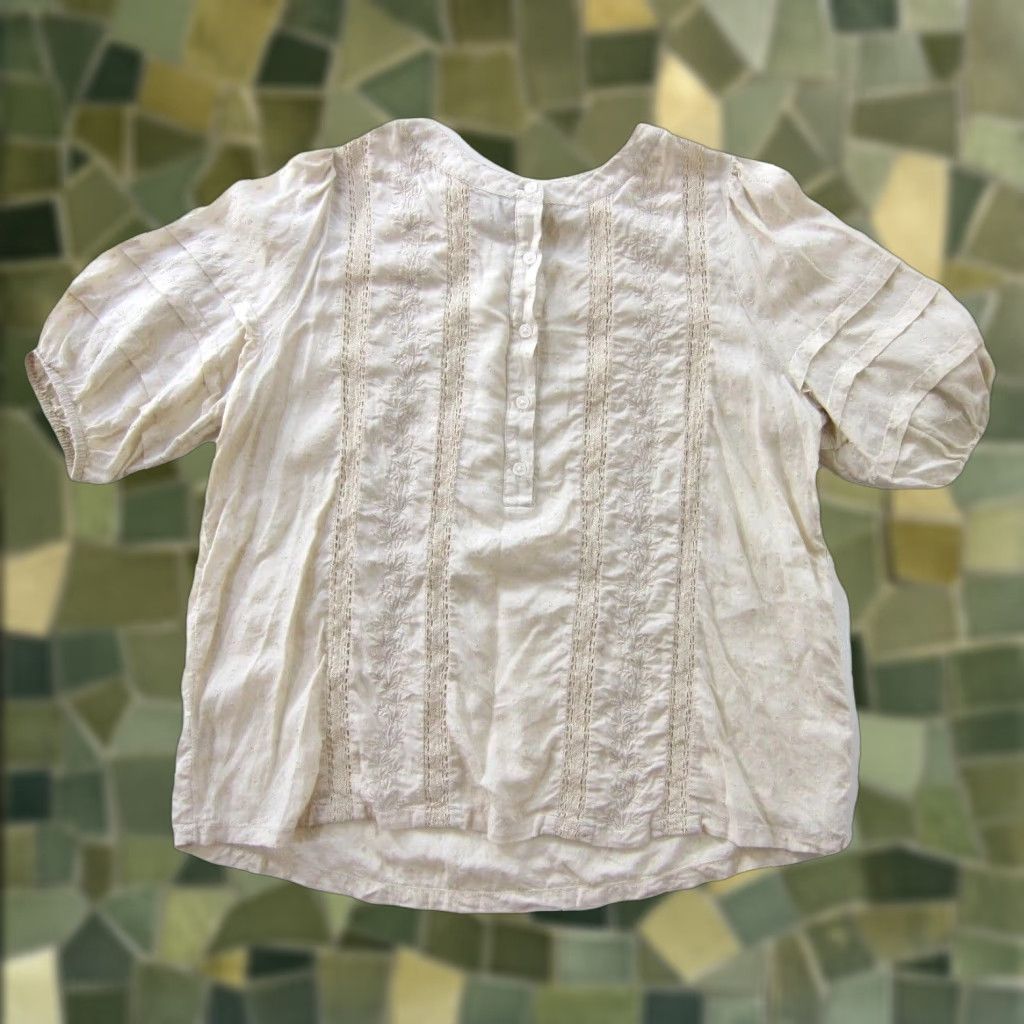 Ann Taylor ANN TAYLOR LOFT 100% RAYON IVORY EMBROIDERED FLORAL TUNIC PEASANT BLOUSE Small Size S / US 4 / IT 40 - 1 Thumbnail