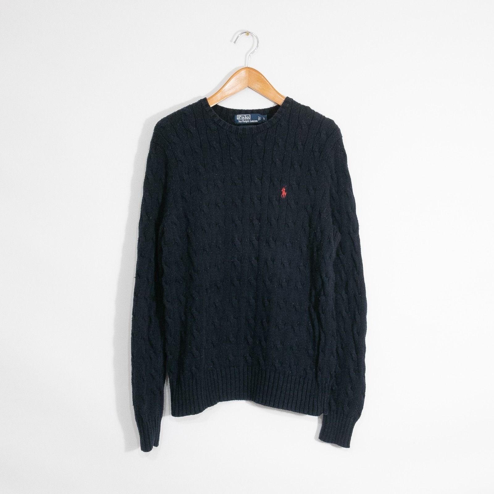 Polo Ralph Lauren Vintage 90s Polo Ralph Lauren Cable Knit Cotton Sweater Larg Size US L / EU 52-54 / 3 - 1 Thumbnail