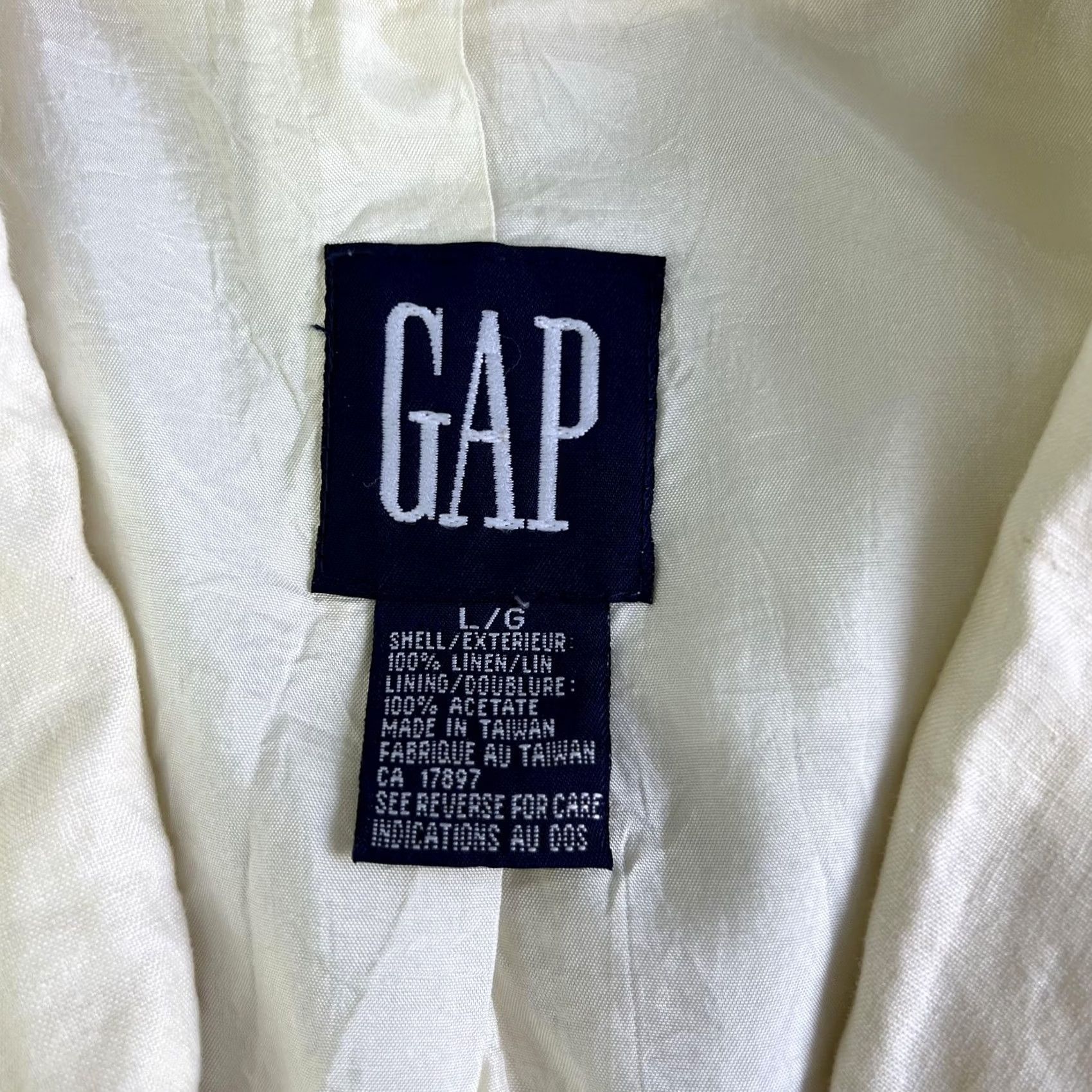 Gap VINTAGE GAP Blazer Womens Large Cream White Linen Single Breasted Casual Jacket Size L / US 10 / IT 46 - 3 Thumbnail
