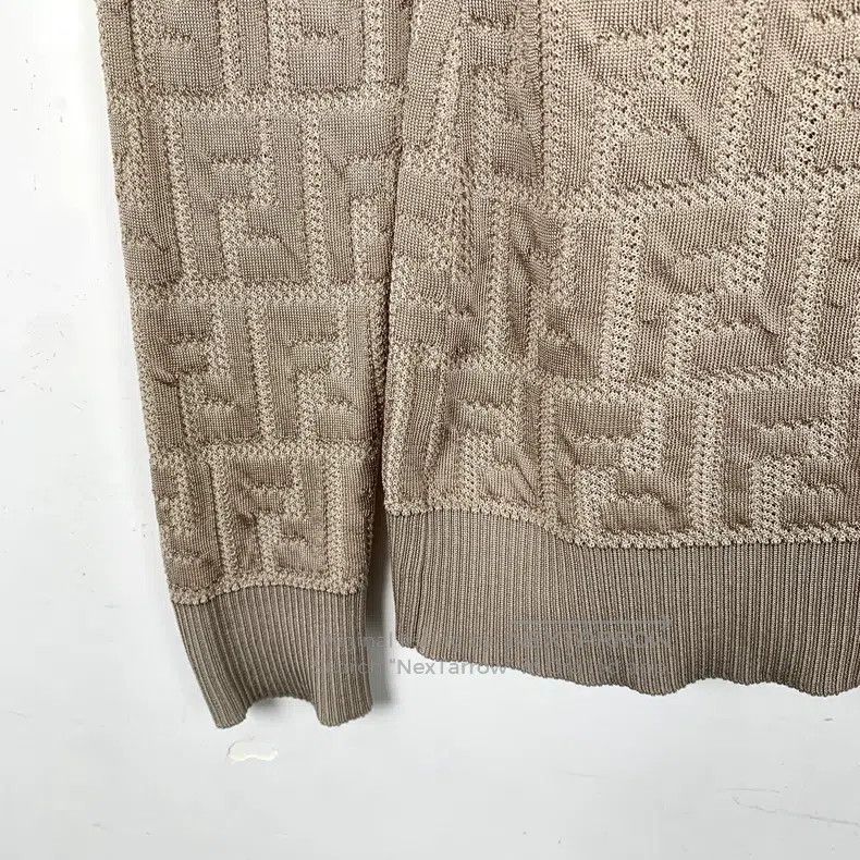 Fendi Fendi Khaki Logo Jacquard Full-Print Cotton Round Neck Lon Size XXS / US 00 / IT 34 - 4 Thumbnail
