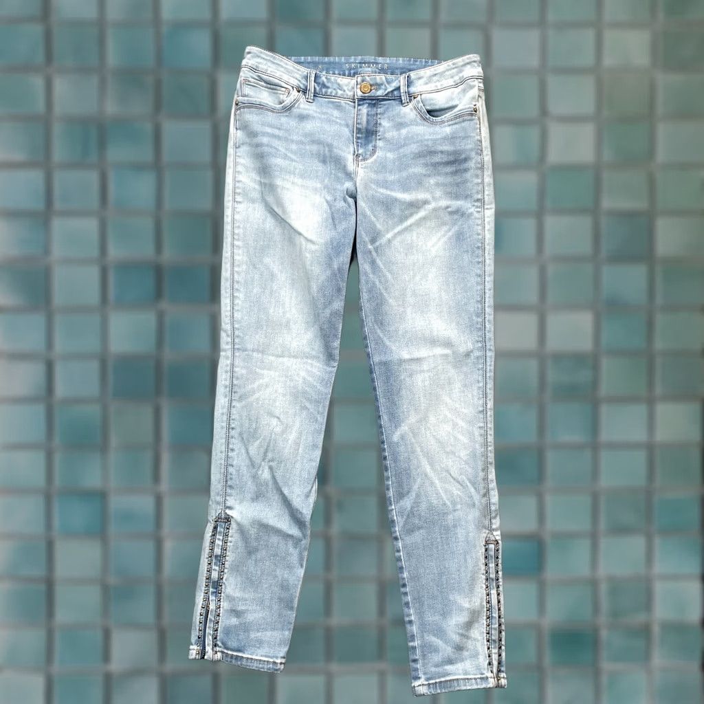 White House Black Market White House Black Market Jeans Womens 8 Blue The Skimmer Skinny Ankle Zip Pant Jeans Size 30" / US 8 / IT 44 - 1 Thumbnail