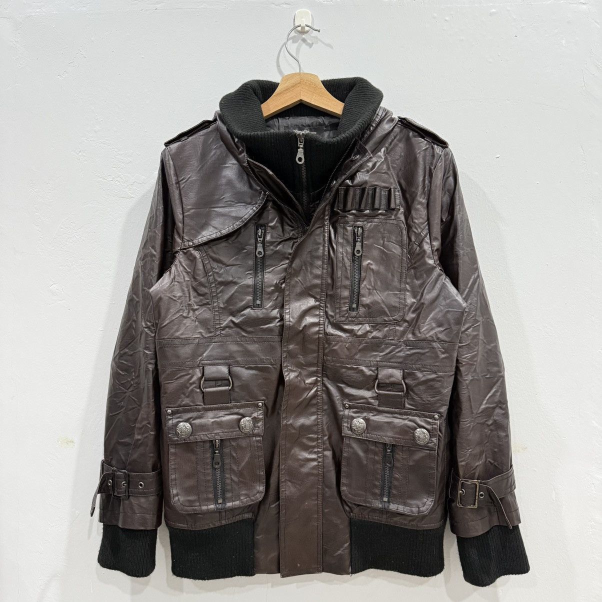 In The Attic In The Attic Leather Double Zip Hooded Jacket Size US L / EU 52-54 / 3 - 1 Thumbnail