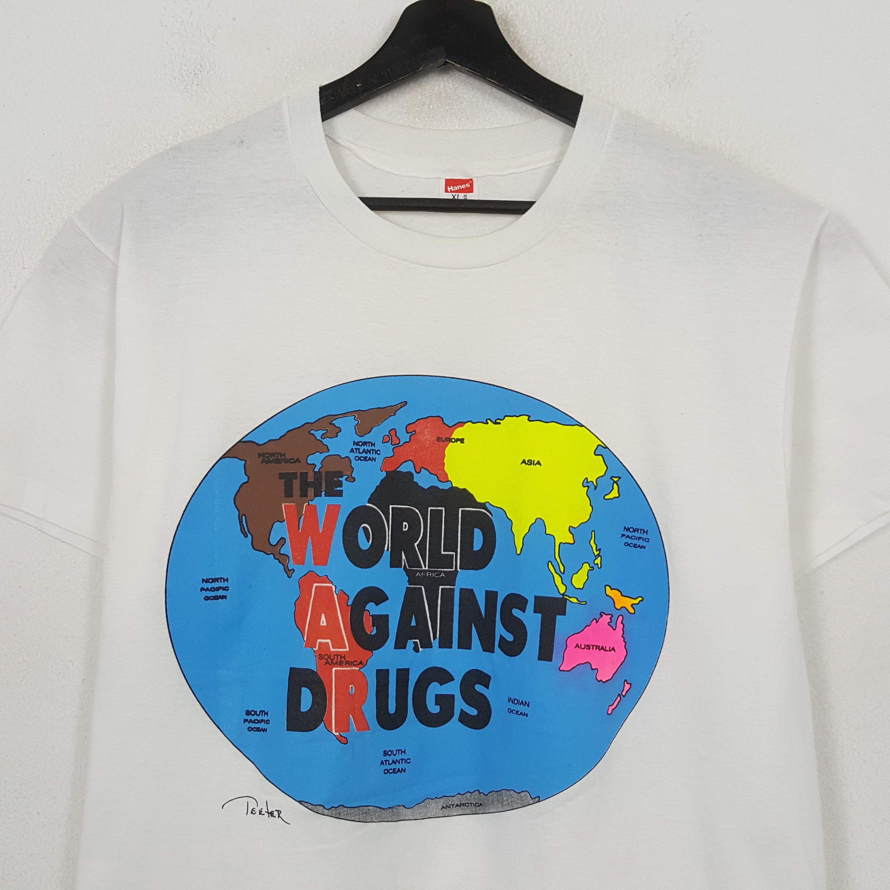 Hanes World Against Drugs Vintage Tshirt RR29 Size US L / EU 52-54 / 3 - 2 Thumbnail