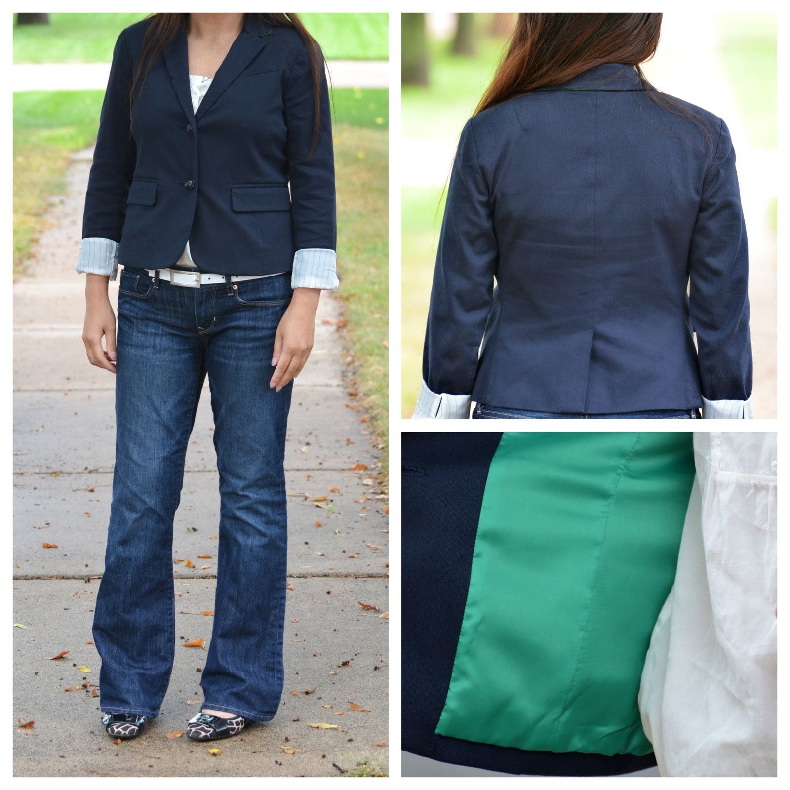 Gap GAP Academy Blazer 8 Navy Striped inside Cuffs Green Lined Size M / US 6-8 / IT 42-44 - 2 Thumbnail