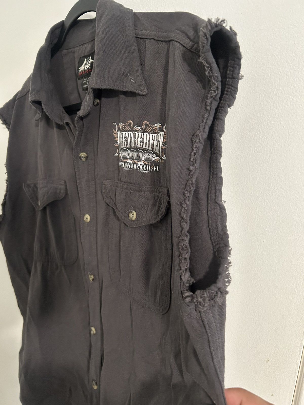 Harley Davidson Sleeveless VINTAGE biker daytona beach denim jacket Size US XL / EU 56 / 4 - 3 Thumbnail