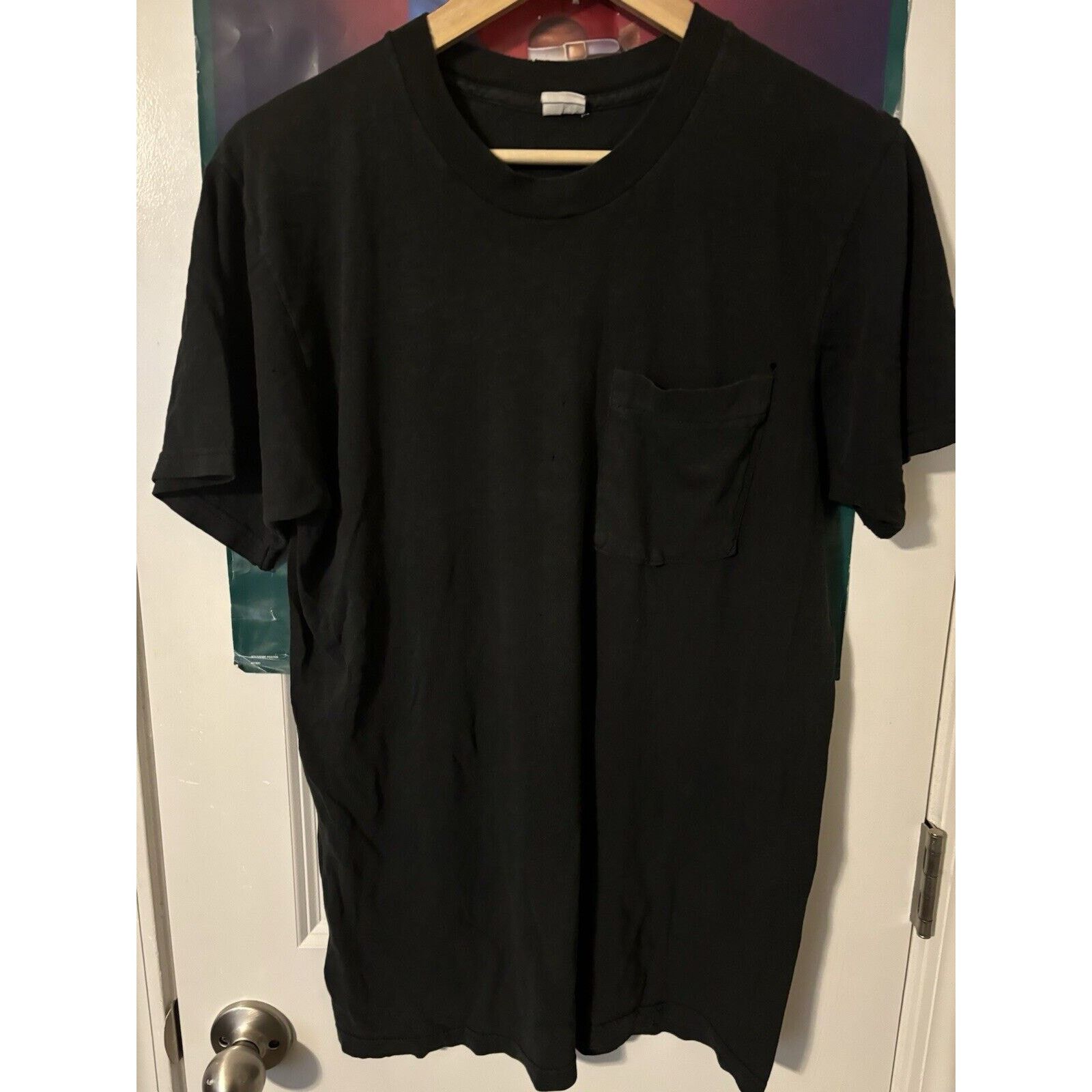 Other Vintage Faded Black Blank Shirt Size Unknown Brand Pocket Size US L / EU 52-54 / 3 - 2 Thumbnail