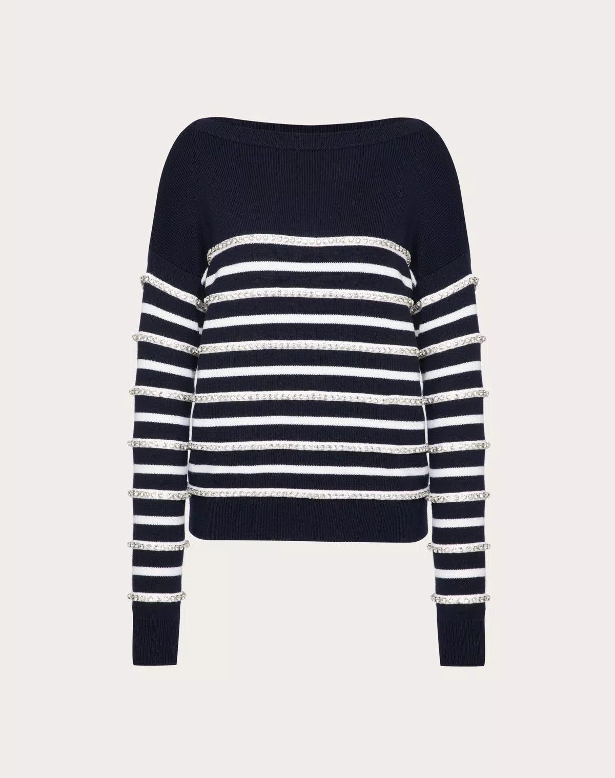Valentino o1s1wg111125 Embroidered Wool Jumper Sweater in Navy Size S / US 4 / IT 40 - 1 Thumbnail